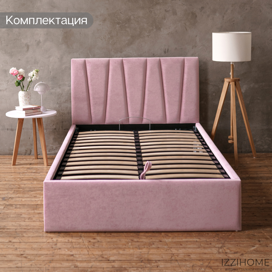 Изображение товара Кровать Izzihome Kelly KY18 двуспальная с ящиком розовая современная мебель