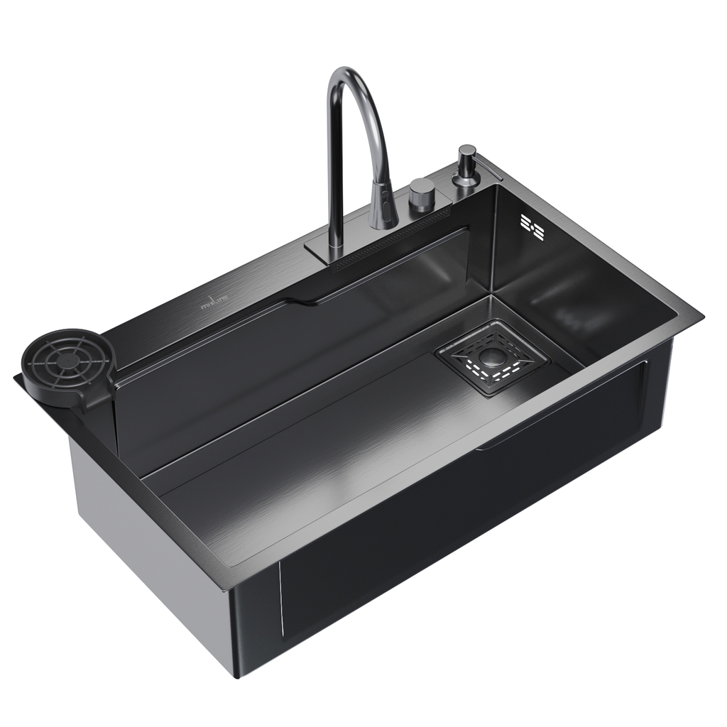 Изображение товара Кухонная мойка из нержавеющей стали TROPFBERG 75x46 с сифоном и дозатором