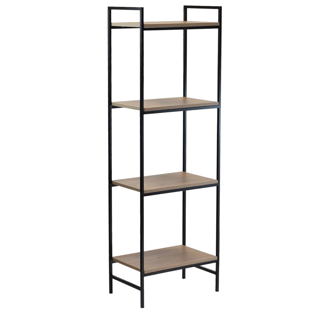 Изображение товара Стеллаж Greenween Alto 4 полки Робиния Черный — компактный металлический стеллаж