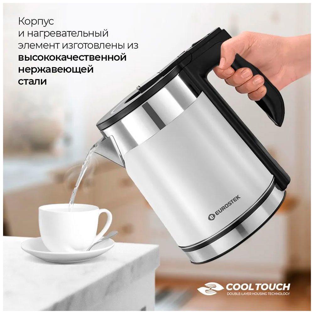 Изображение товара Электрический чайник Eurostek EEK-2024 1.8 л мощностью 1500 Вт с системой отключения и индикаторами