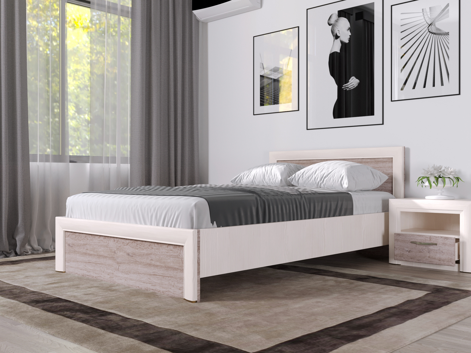 Изображение товара Кровать Anrex Olivia полуторная 120х200 см Дуб ЛДСП Белоруссия