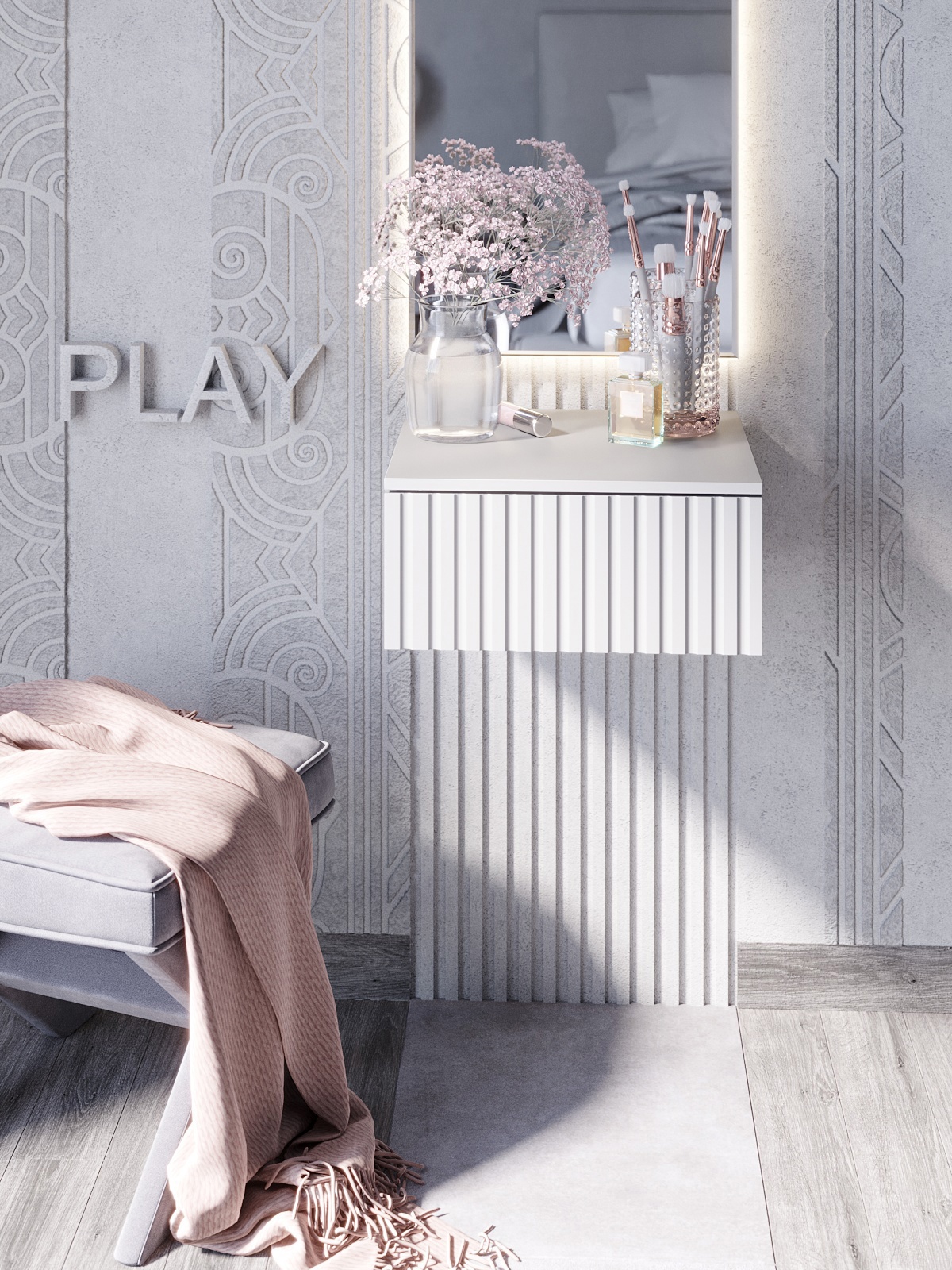 Изображение товара Консоль Play Сити 50х35х18 см ЛДСП цвет белый подвесная тумба для гостиной и прихожей