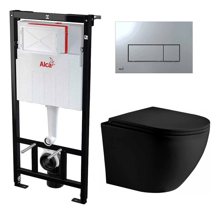 Изображение товара Комплект инсталляция с унитазом Alcaplast 470848 цвет черный