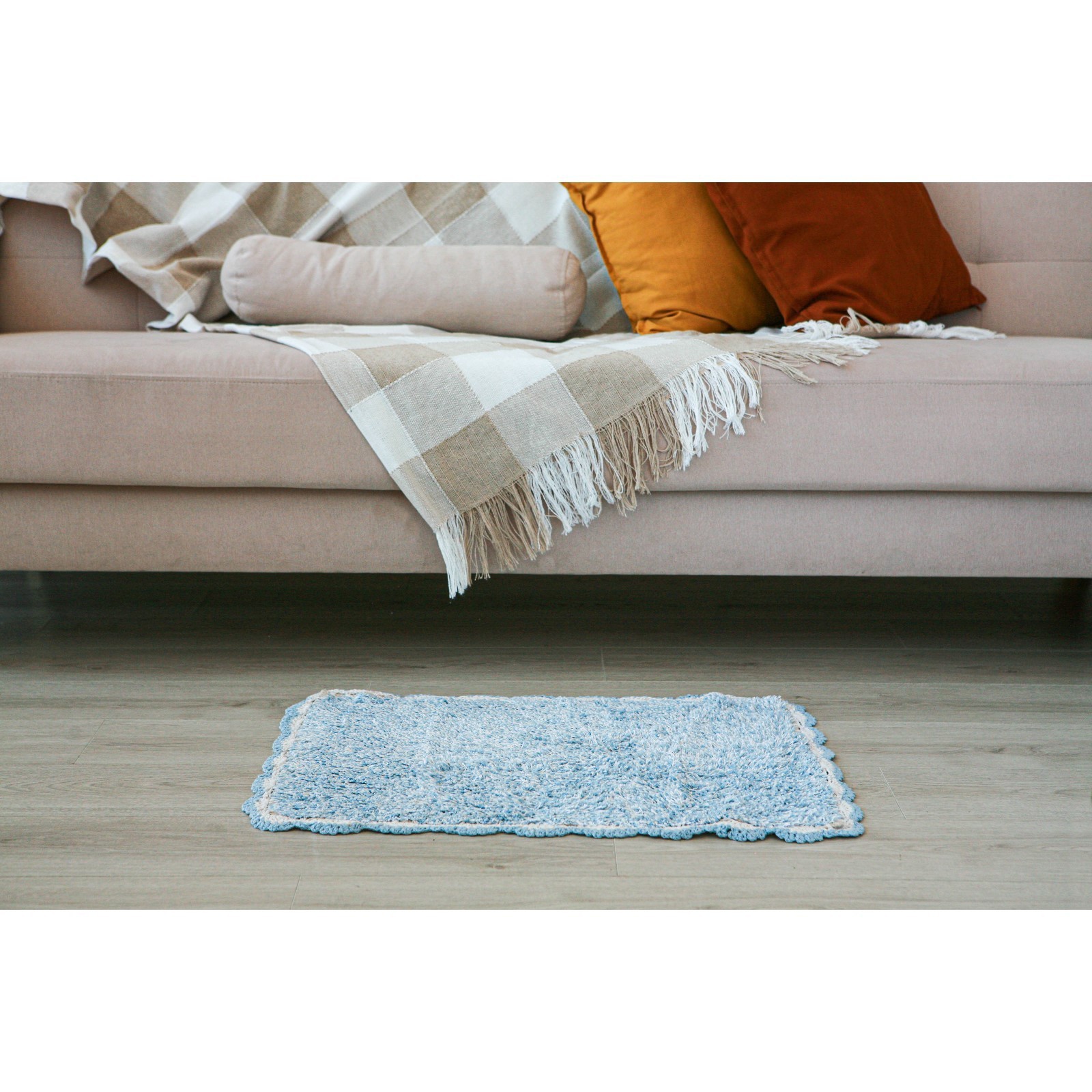 Изображение товара Коврик для ванной комнаты ДОЛЯНА 7394787 80x50 см цвет синий