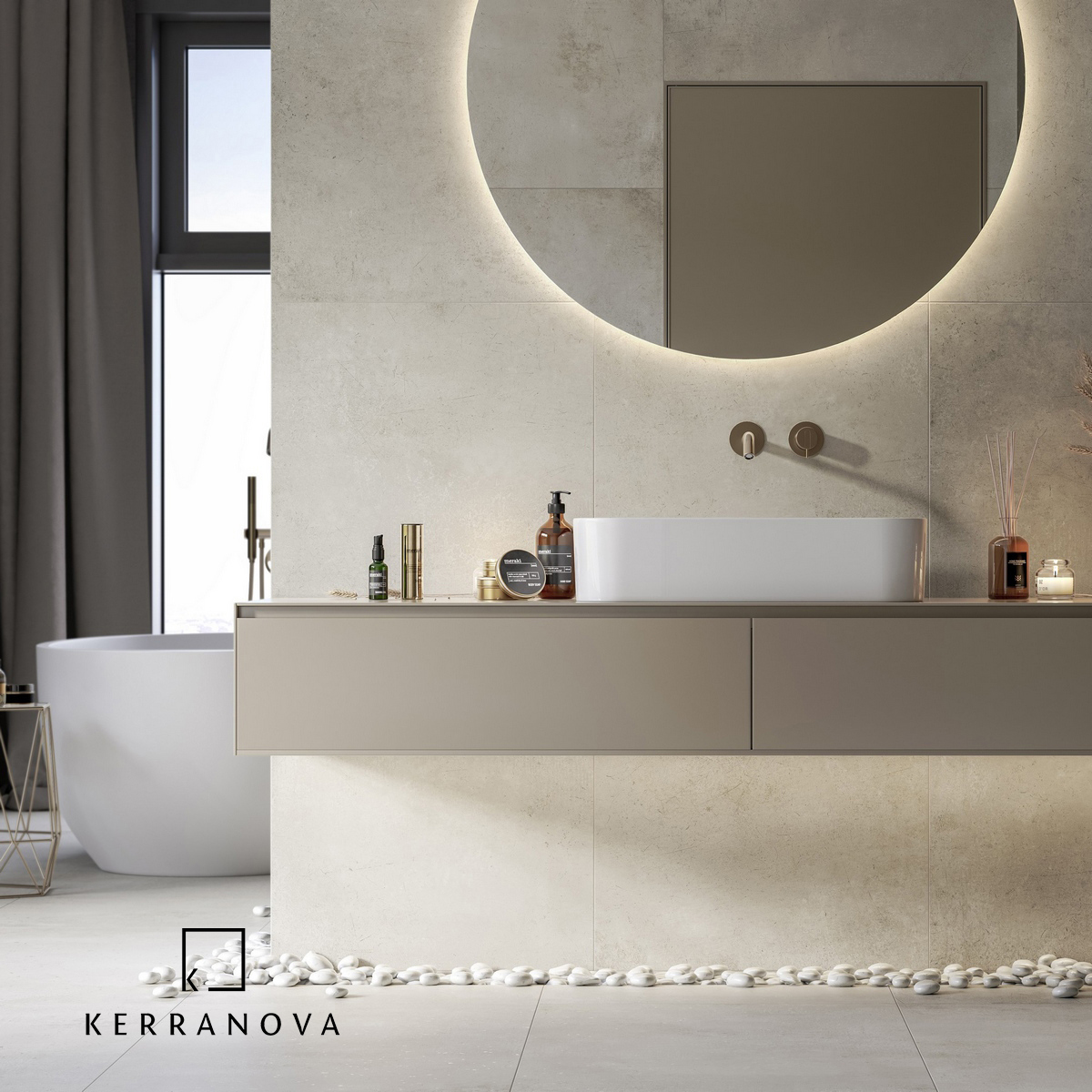 Изображение товара Керамогранит Kerranova Fabrika 600x600 мм бежевый с эффектом камень для пола и стен