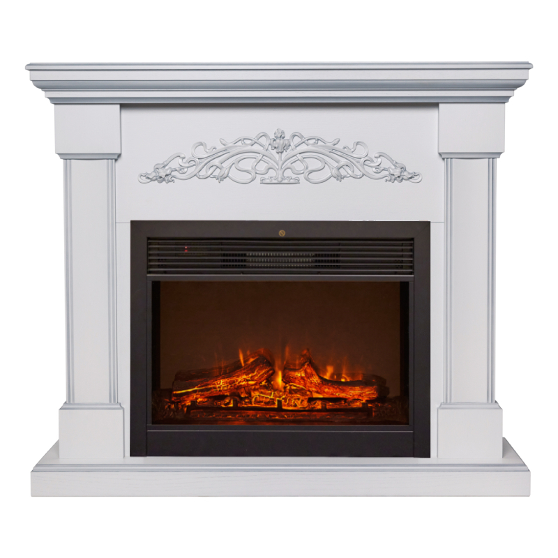 Изображение товара Каминокомплект Realflame Ofelia 26 WT-519S с очагом Genius 26 1550Вт дуб белый с серебряной патиной