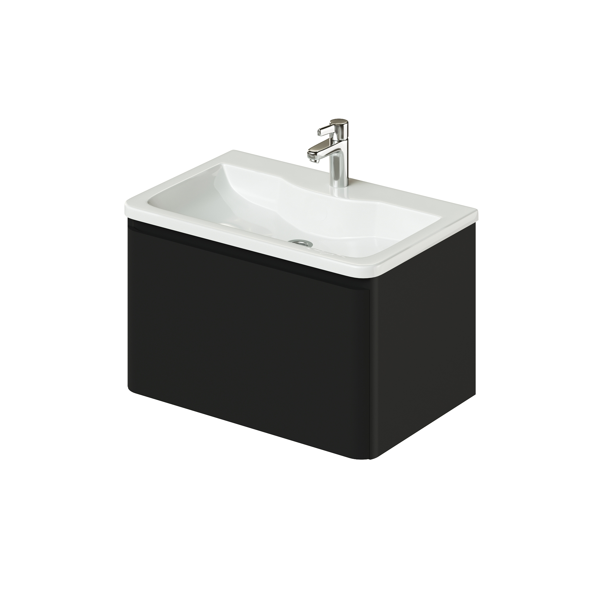 Изображение товара Тумба с раковиной подвесная Итана Roberto 70см цвет черный софт