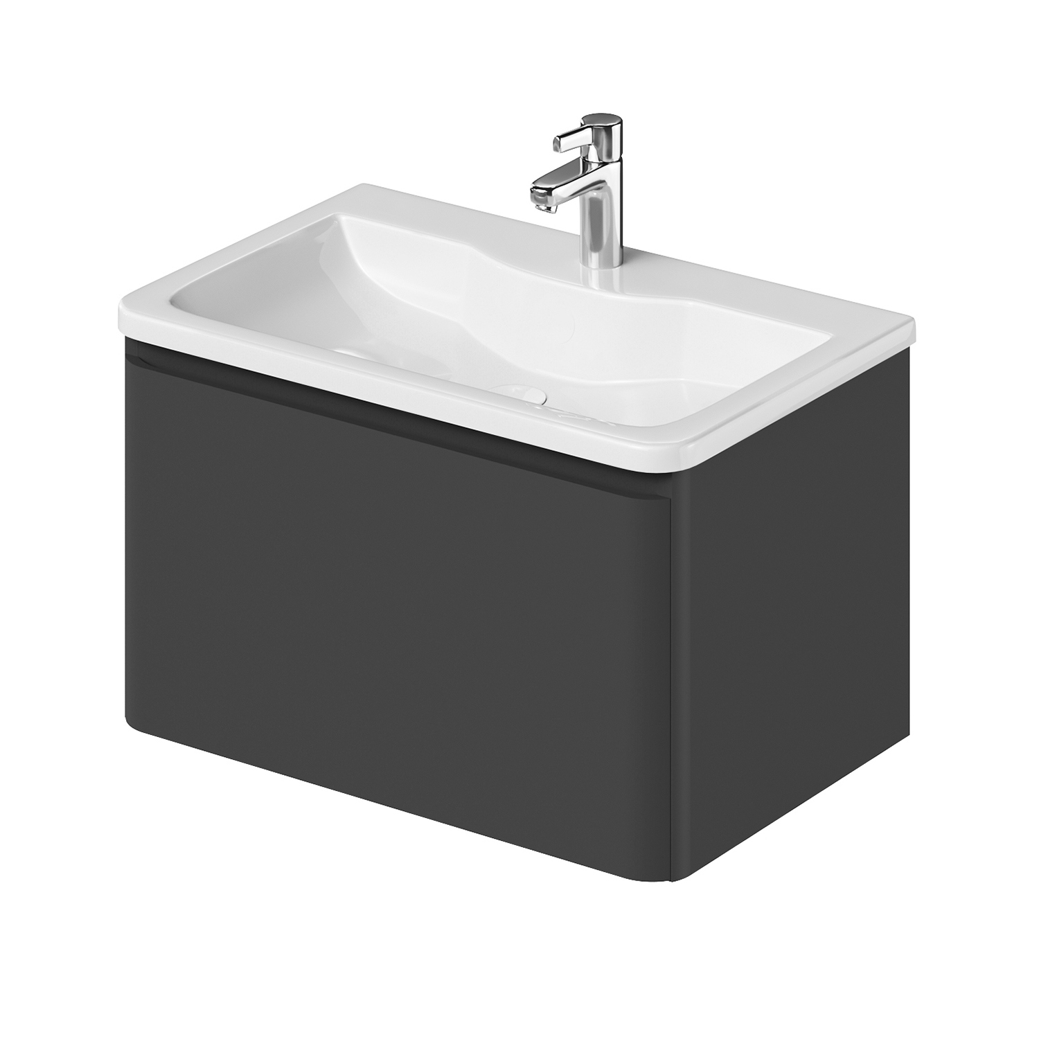 Изображение товара Тумба с раковиной подвесная Итана Roberto 70см цвет графит