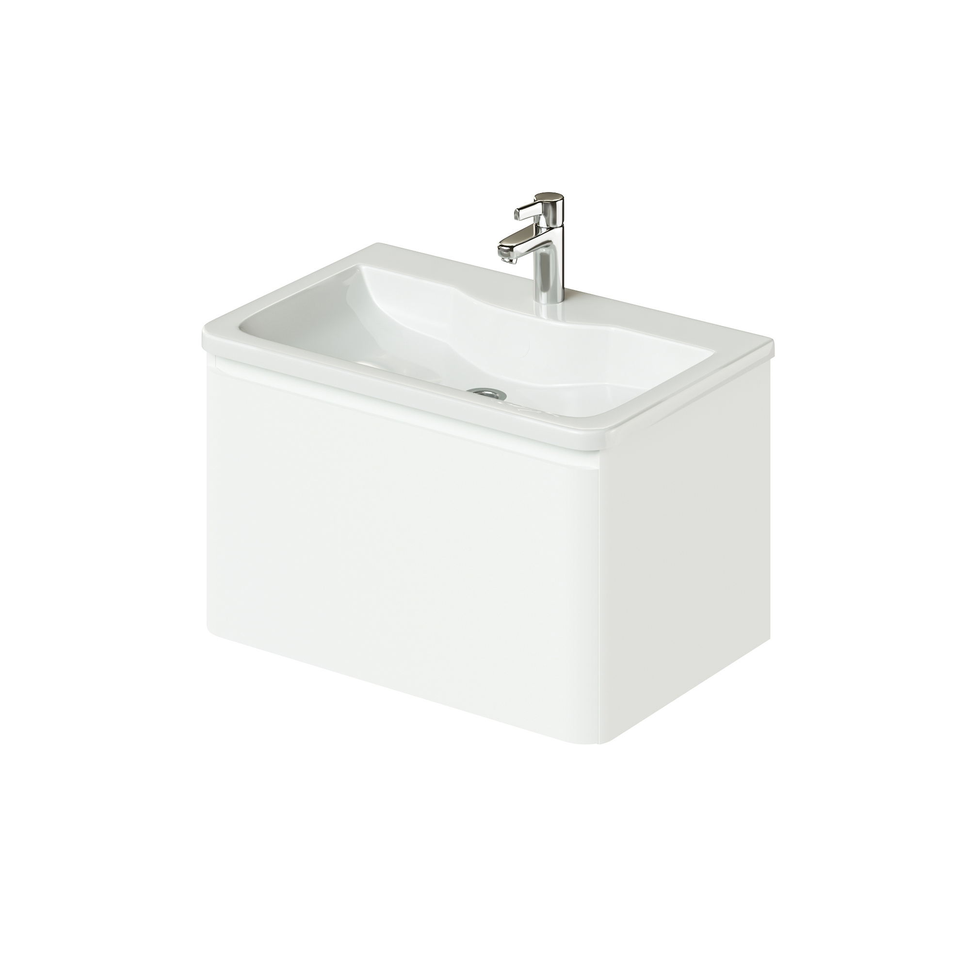 Изображение товара Тумба с раковиной в ванную Итана Roberto 70 подвесная цвет белый глянец