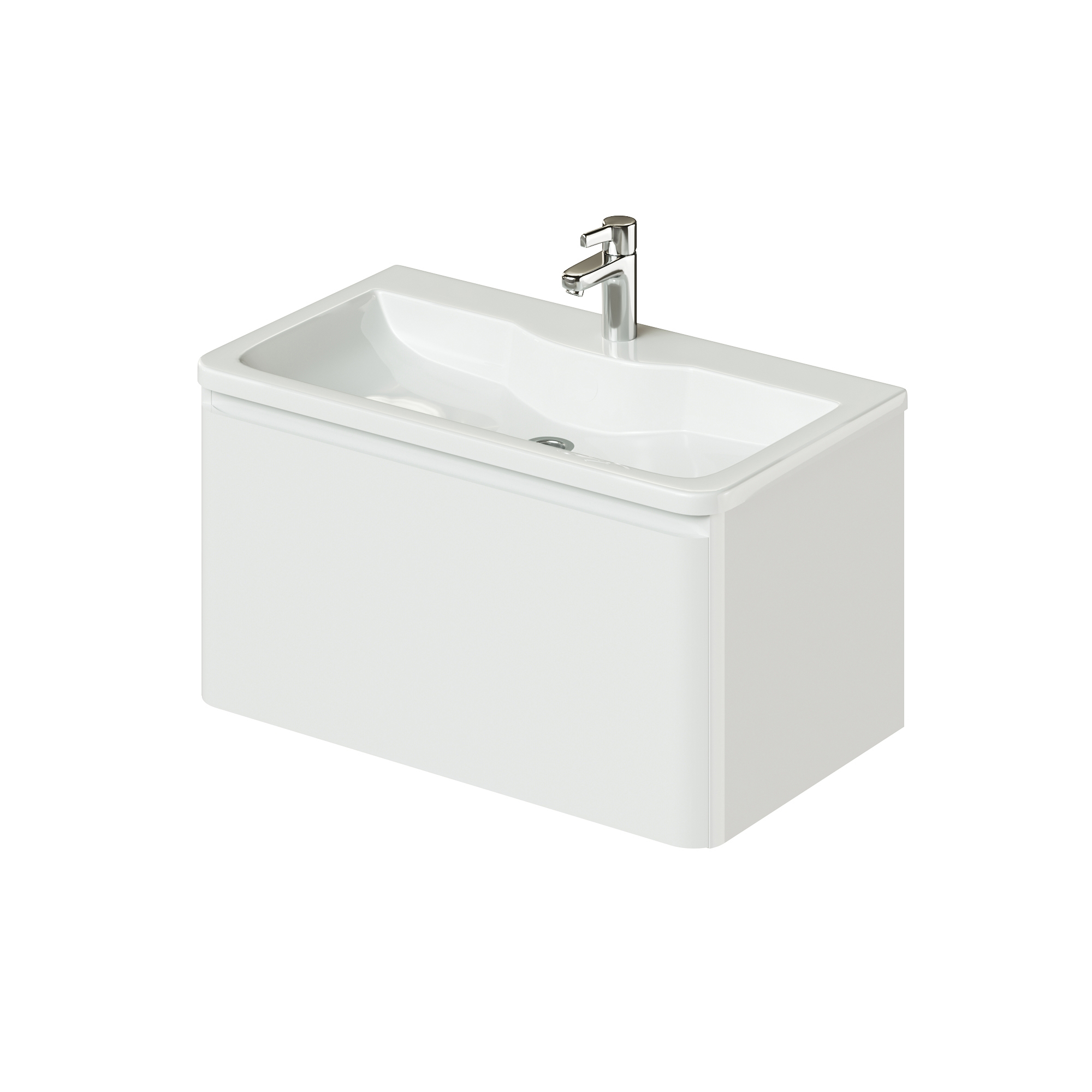 Изображение товара Тумба с раковиной в ванную Итана Roberto 80 см подвесная белый глянец