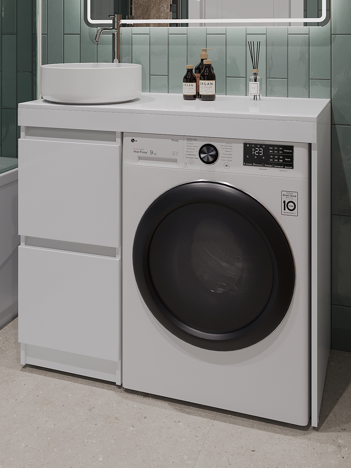 Изображение товара Тумба под раковину напольная Topline TLTI100W-9360W 100см цвет белый глянец, с раковиной