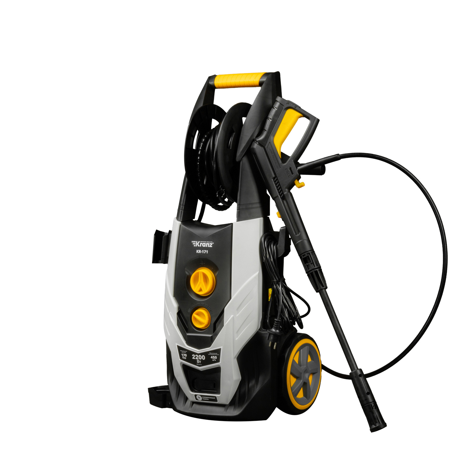 Изображение товара Мойка высокого давления Kranz KR-171, 170 бар, 450 л/ч, автоматическая блокировка пистолета