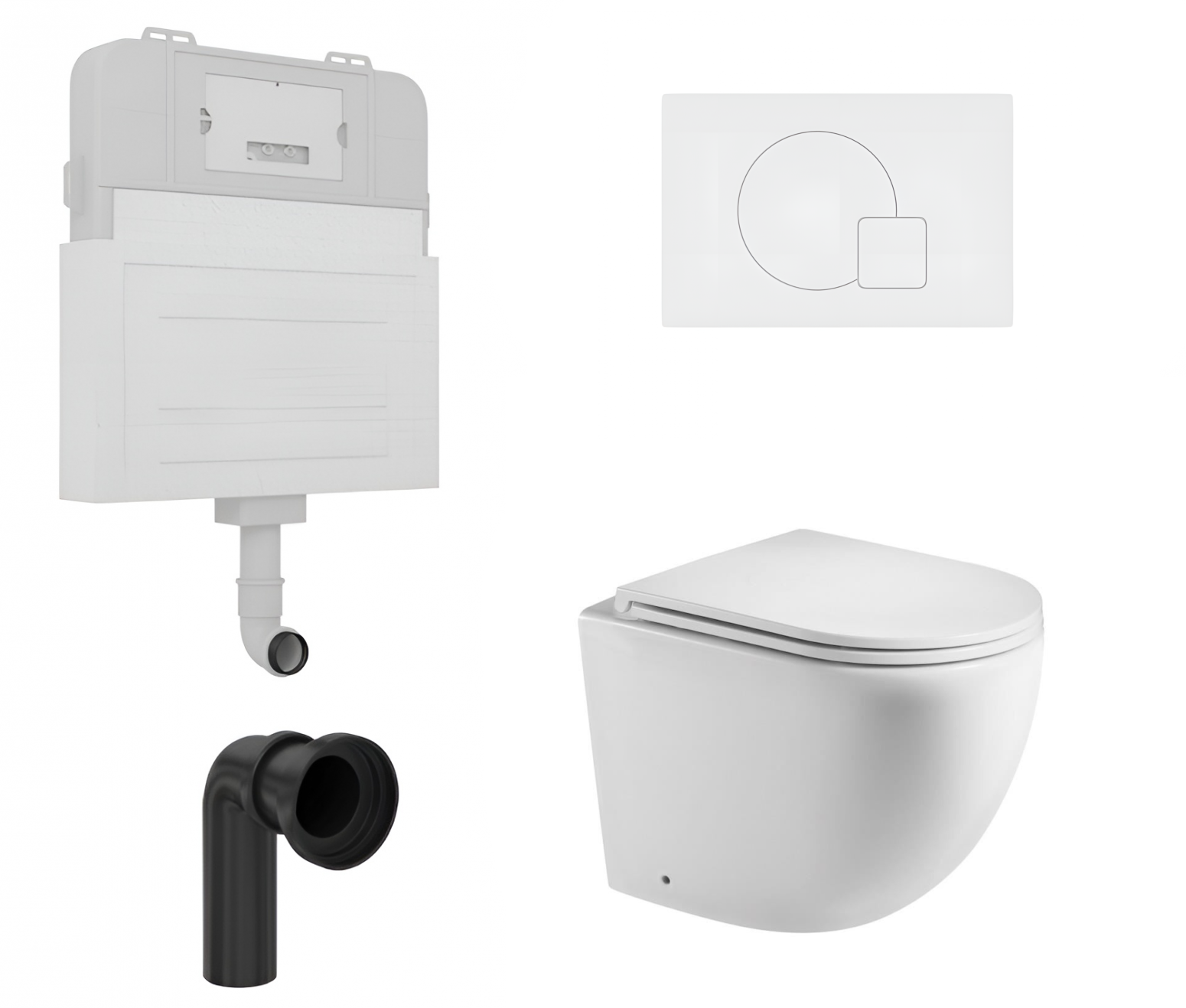 Изображение товара Комплект 3 в 1 инсталляция и унитаз WeltWasser Merzbach б/к и кнопкой Geometria