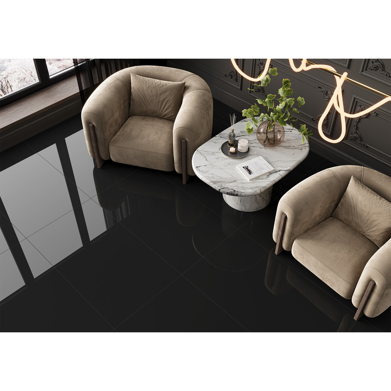 Изображение товара Керамогранит Lcm Domines Black 60x120 см, полированный, Индия