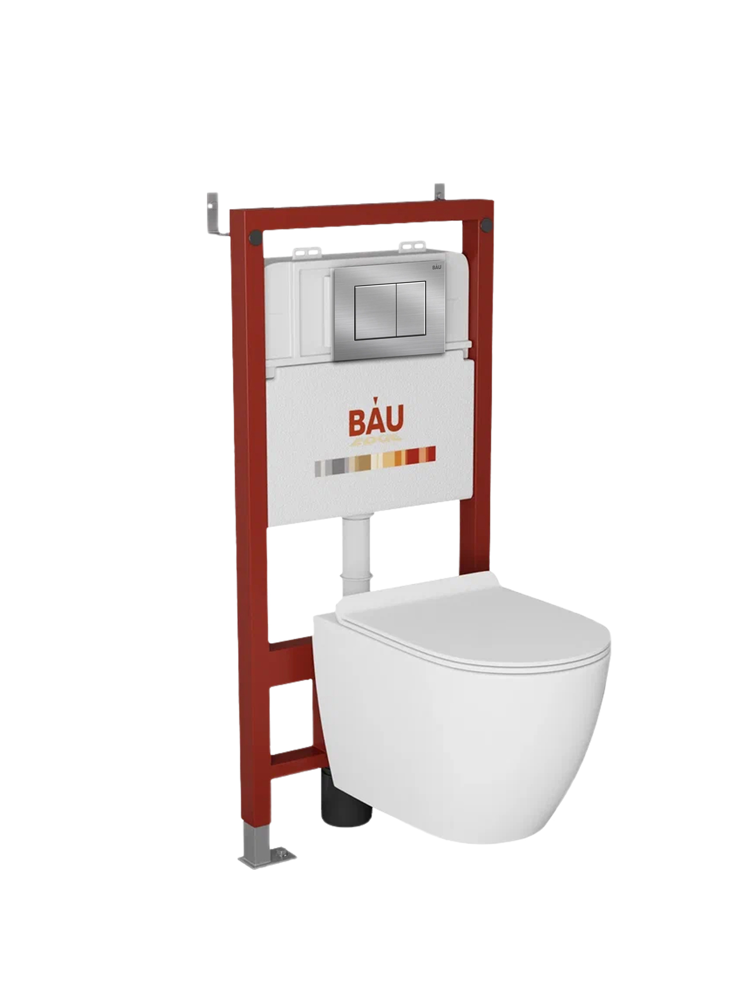 Изображение товара Комплект для унитаза Bauedge 6 в 1: инсталляция, унитаз, сиденье с микролифтом