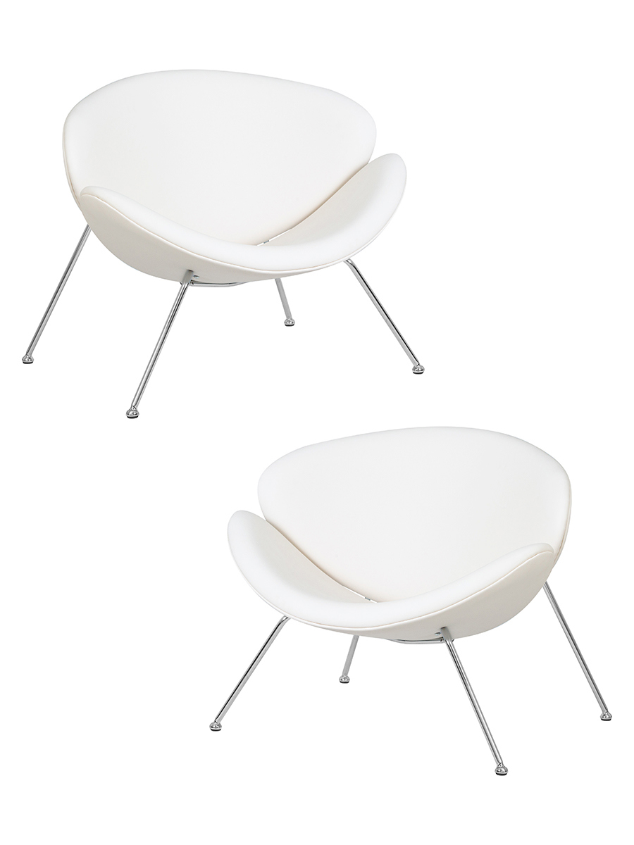 Изображение товара Набор кресел 2 шт Dobrin Emily 81x72x78 см винил цвет белый ножки хром