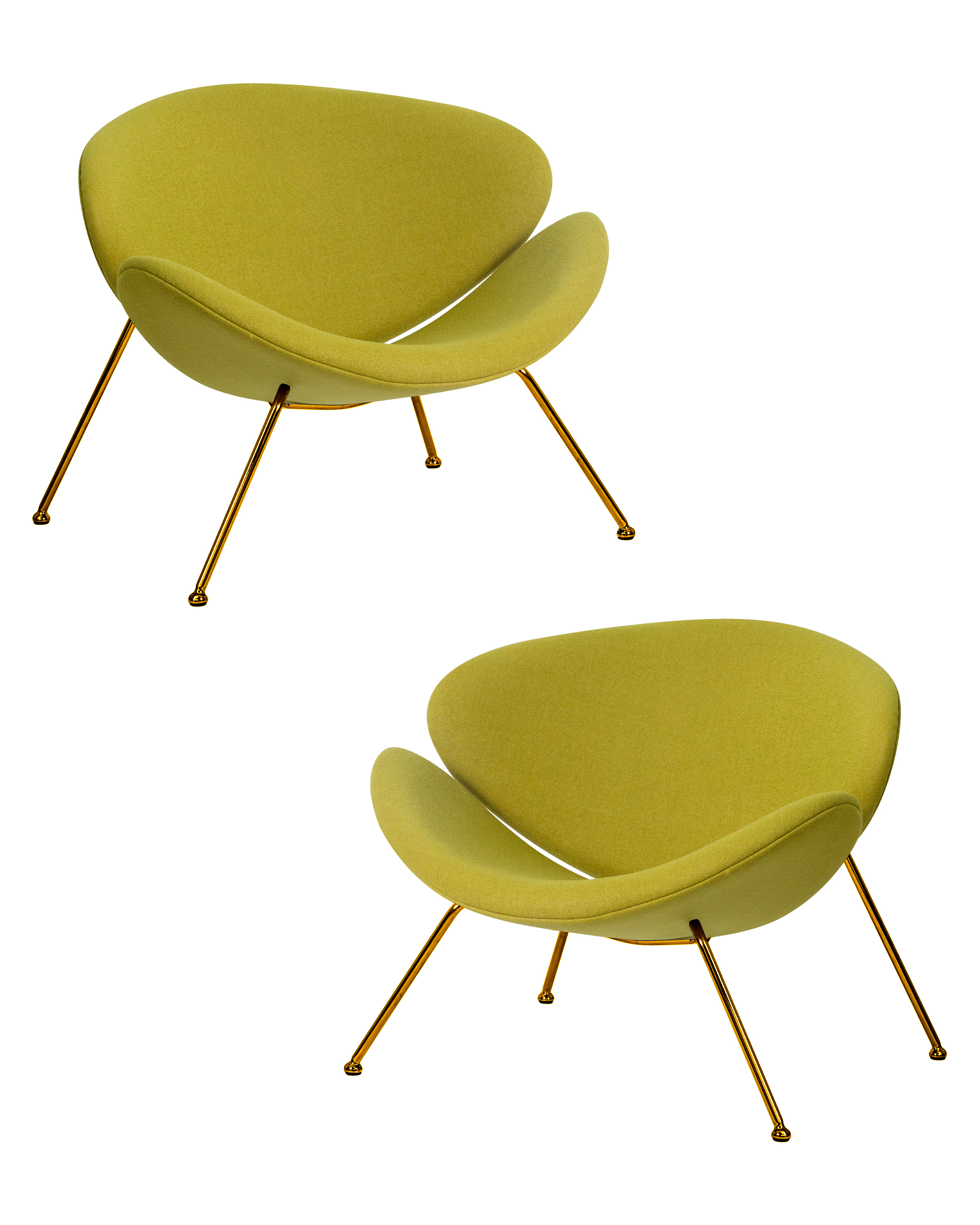 Изображение товара Комплект кресел Emily Lmo-72 светло-зеленое с золотым основанием 2 шт