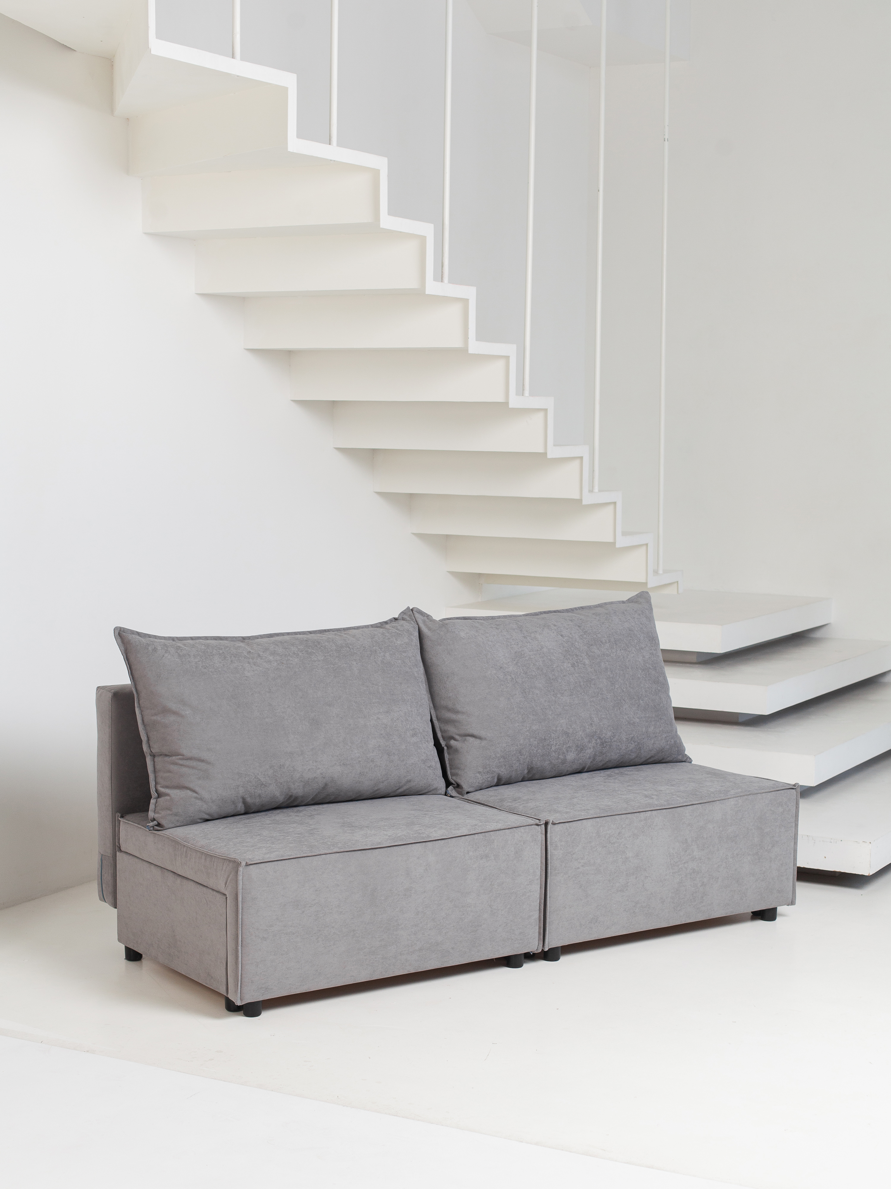 Изображение товара Раскладной двуспальный диван Cityhd 188x94x75 см велюр серый стиль модерн