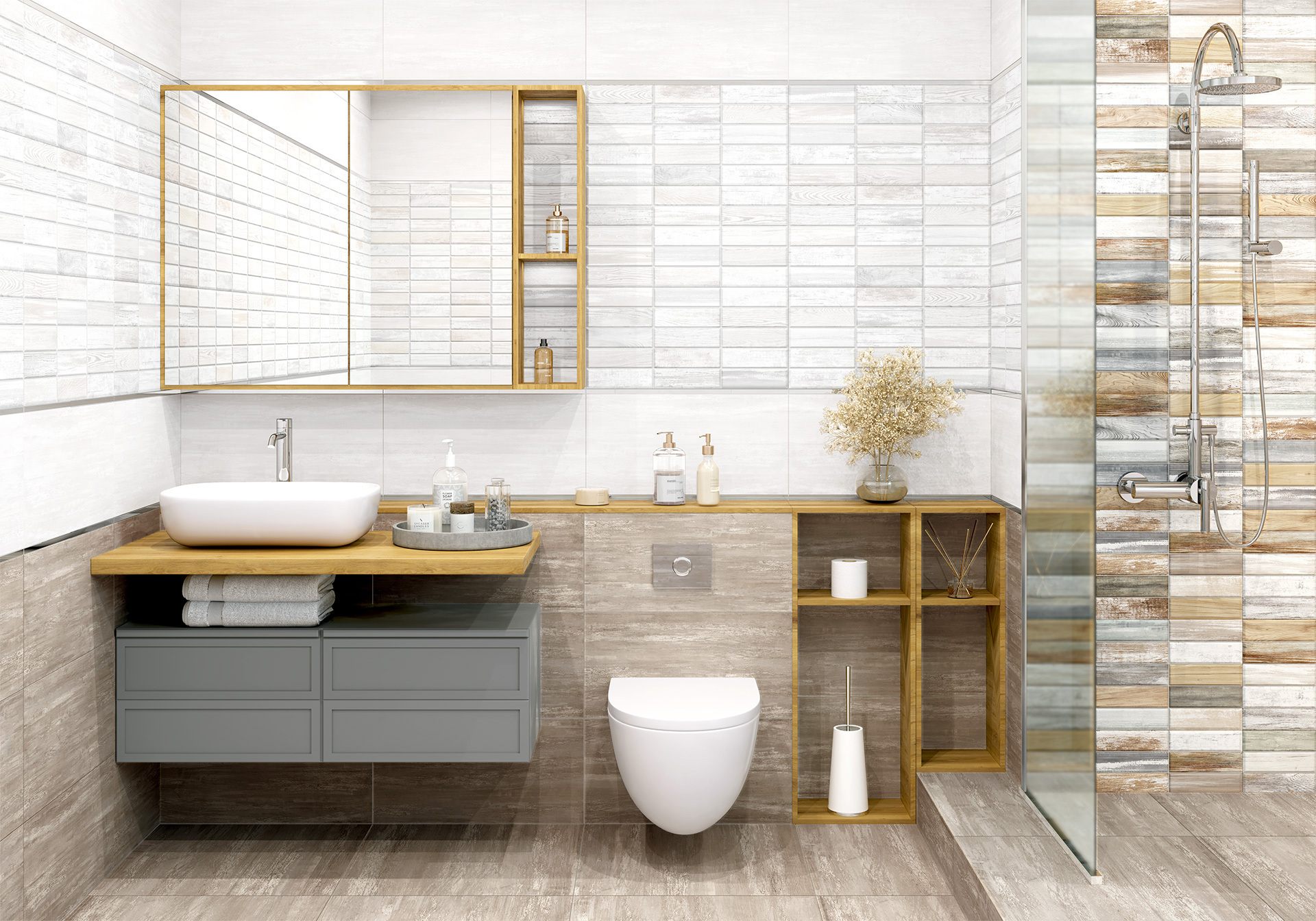 Изображение товара Настенная керамическая плитка New Trend Congo 30x60 см серо-бежевый глянец