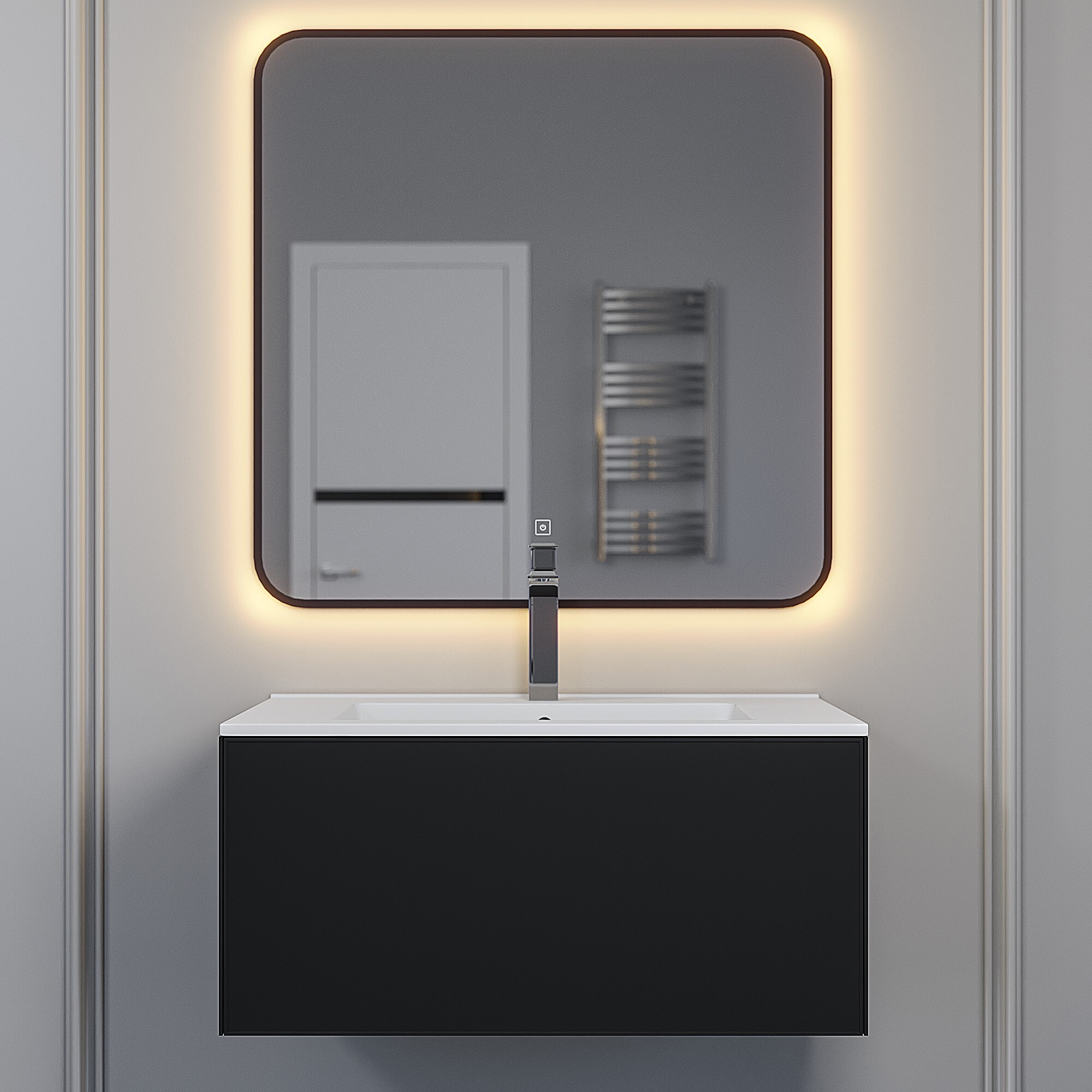 Изображение товара Tумба Parma Premium 75 см черная подвесная для ванной с влагостойким МДФ Изображение товара Tумба Parma Premium 75 см черная подвесная для ванной с влагостойким МДФ