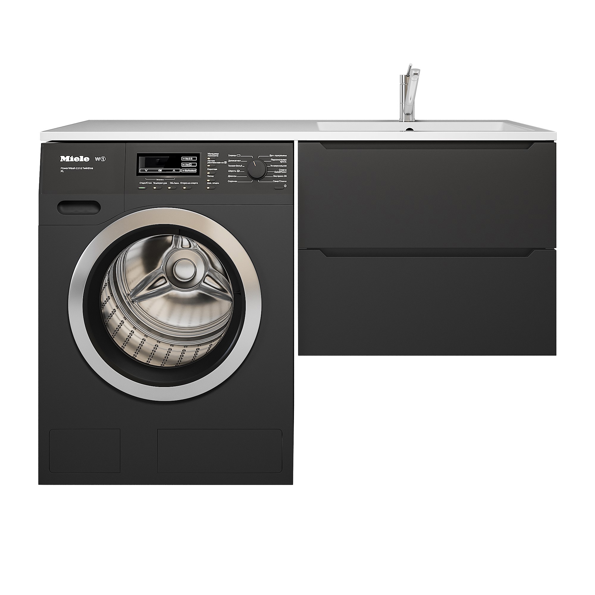 Изображение товара Тумба под стиральную машину Uperwood Tanos напольная 60см цвет черный матовый