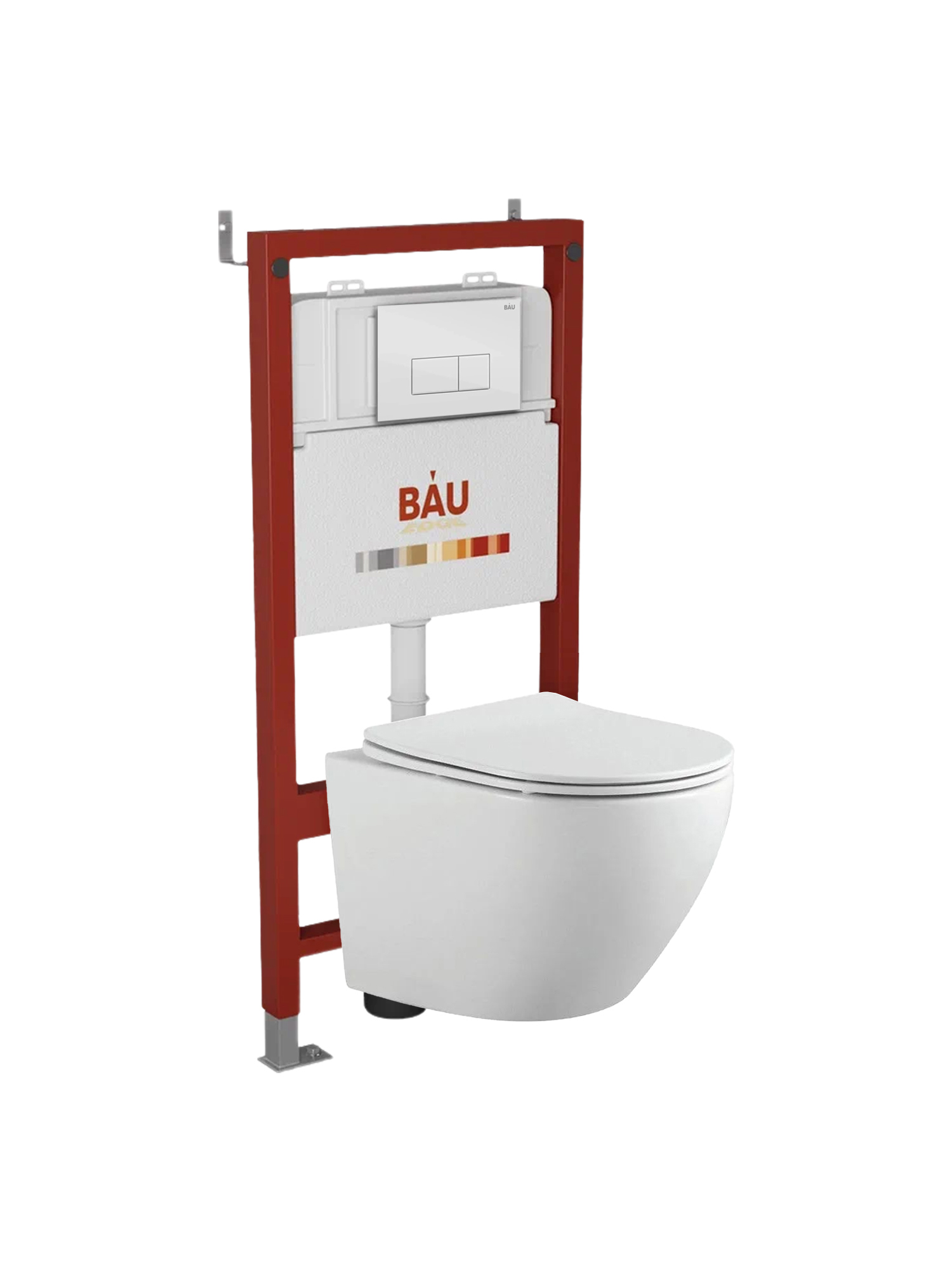 Изображение товара Комплект Bauedge 6 в 1: инсталляция и унитаз безободковый Bau Dream 53 белый глянец