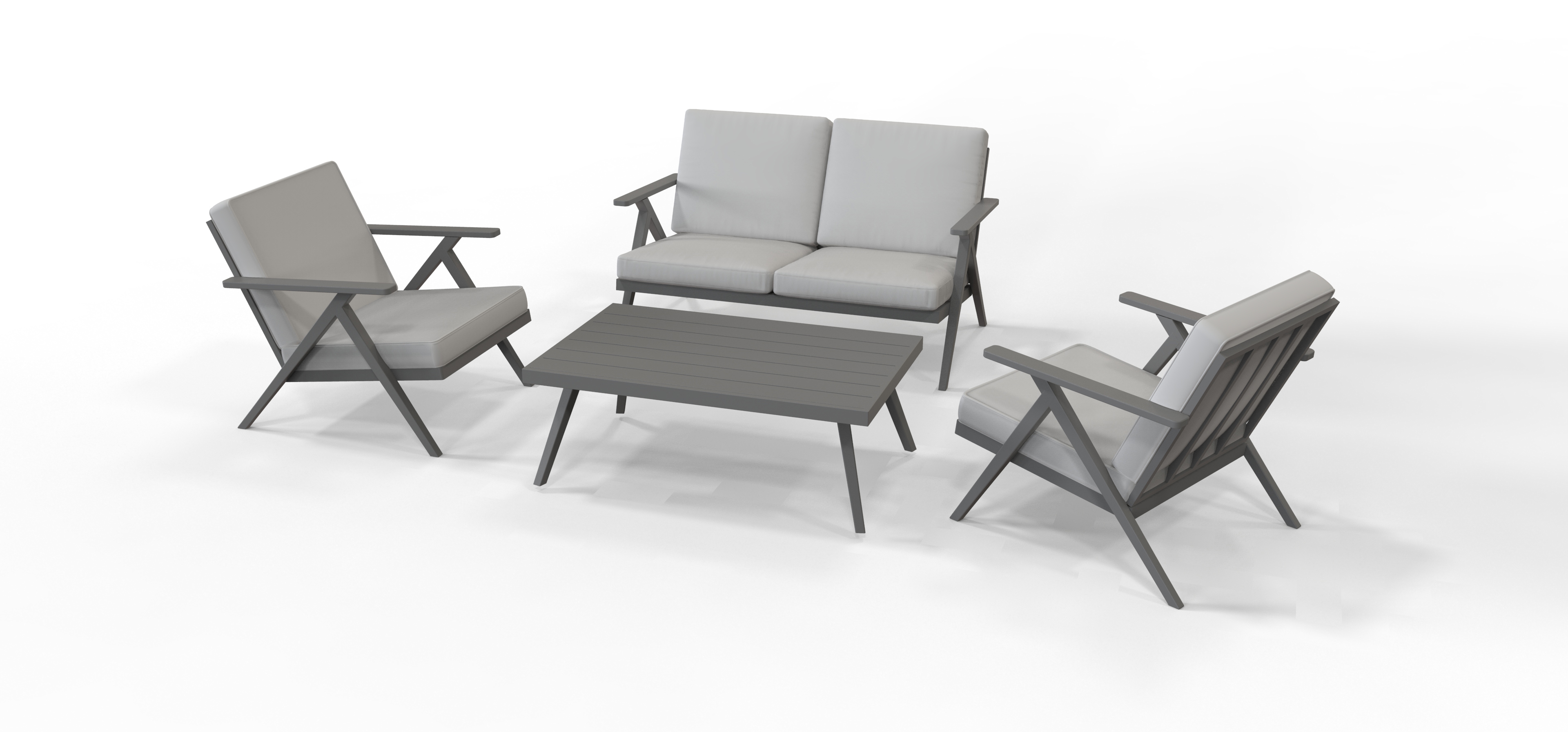 Изображение товара Набор садовой мебели для отдыха с подушками BEGINIA Sabro алюминий антрацит