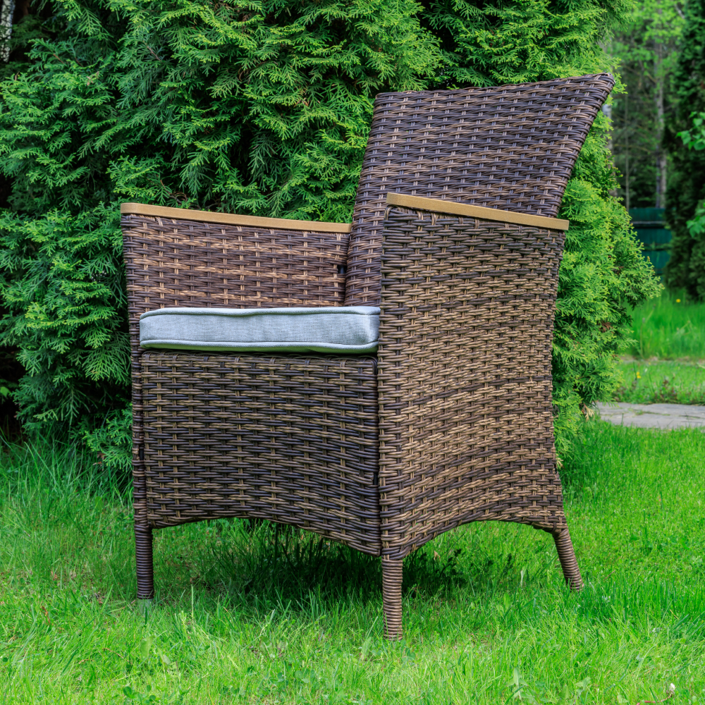 Изображение товара Садовое кресло Royal Family AMELIA искусственный ротанг 60x59x87 см коричневое