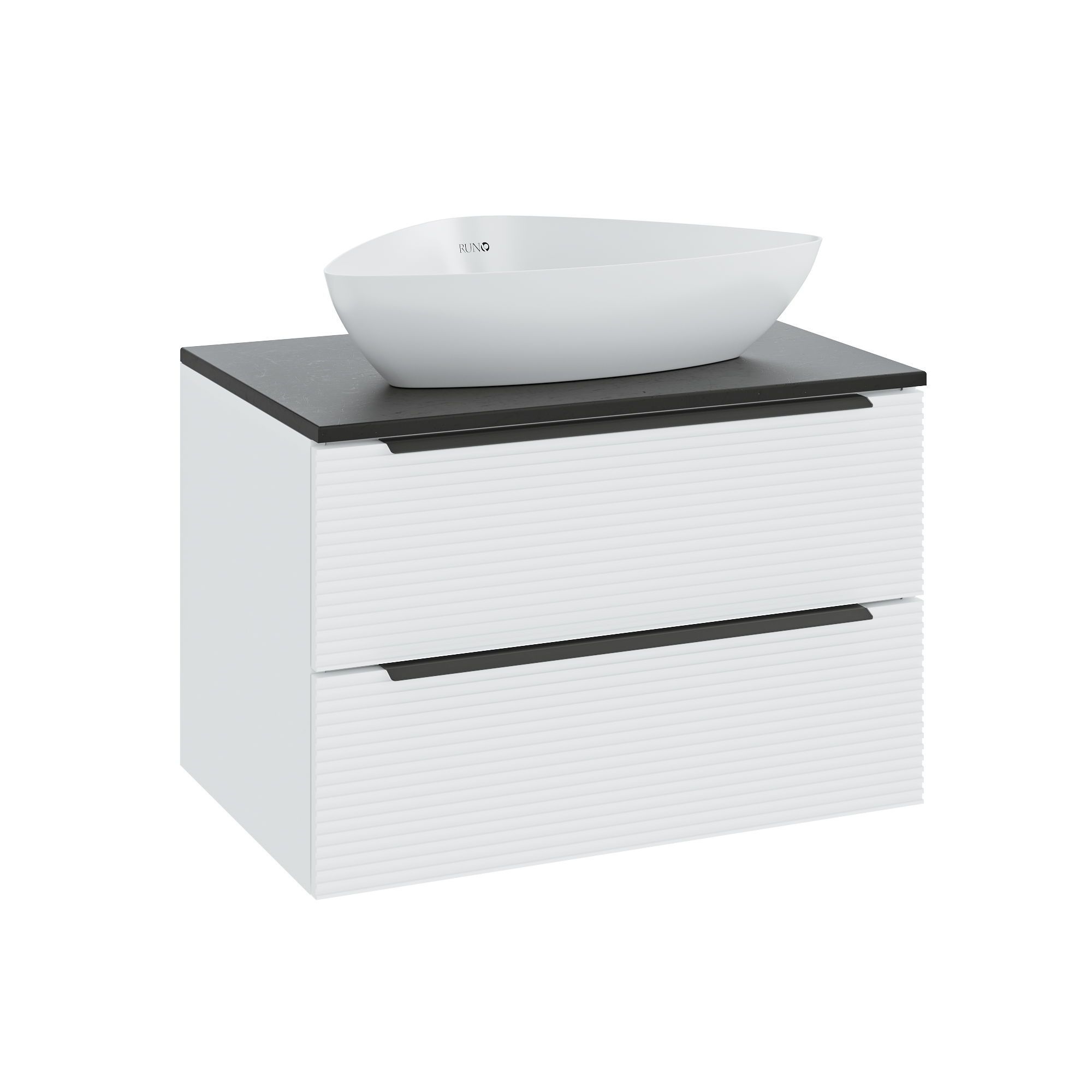 Изображение товара Тумба с раковиной подвесная Runo Орлеан 70 белый матовый-чёрный, раковина Terzo 60