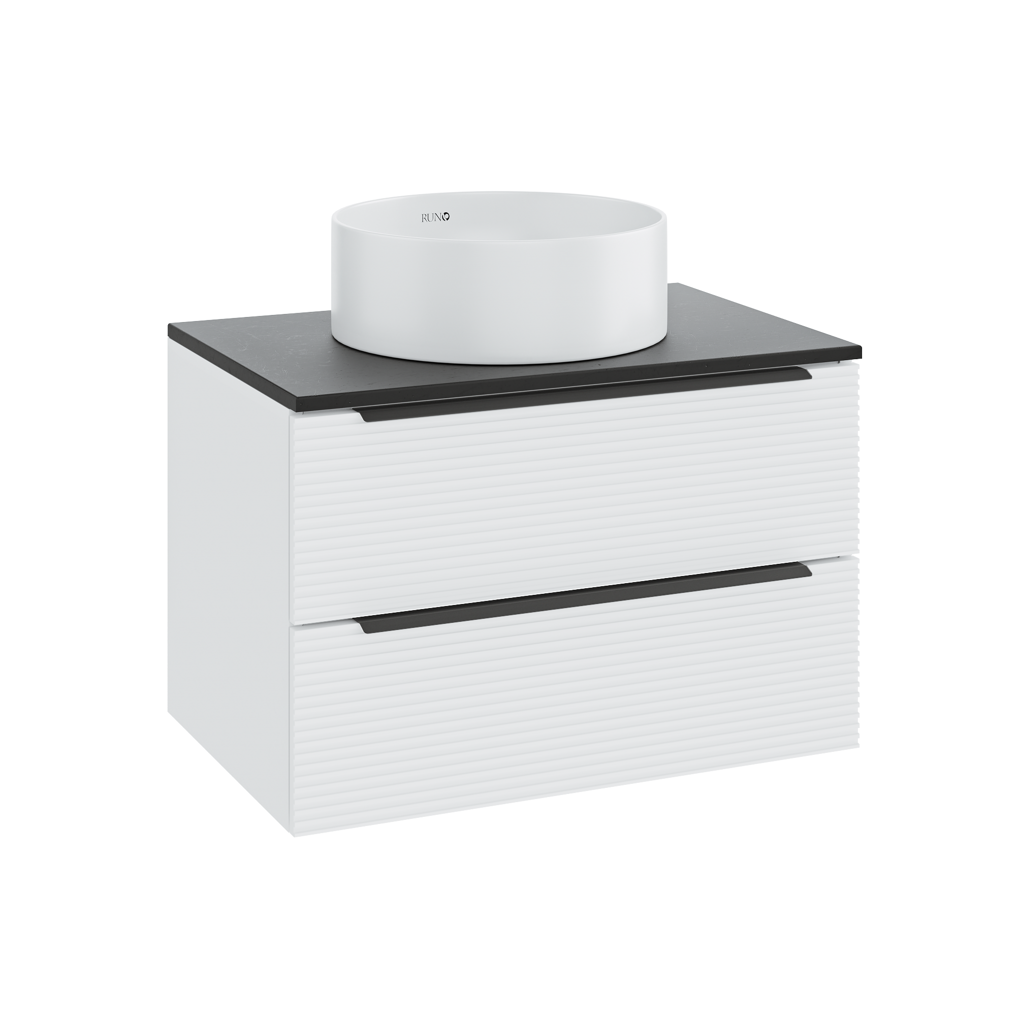 Изображение товара Тумба с раковиной подвесная Runo Орлеан 70 цвет белый матовый-чёрный раковина Palla D41