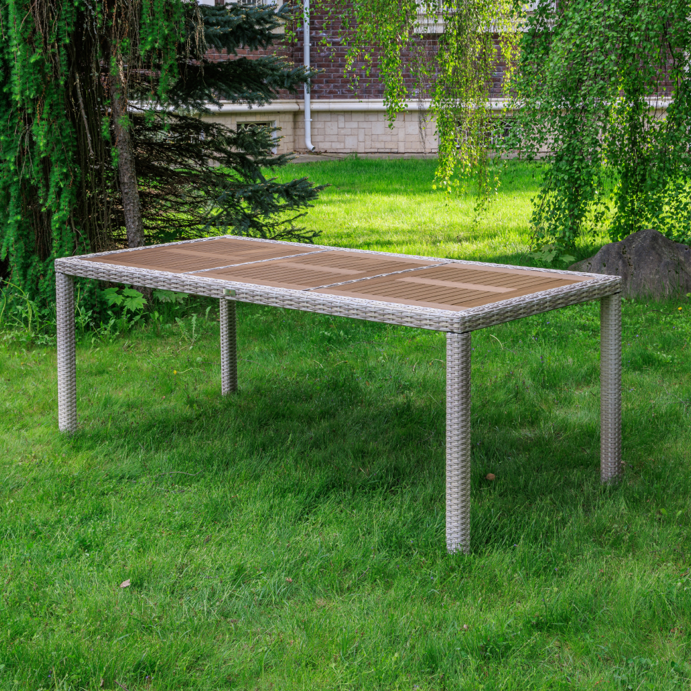 Изображение товара Обеденный стол Royal Family Amelia 200x90x75 см ротанг бежевый для дачи и уличной мебели