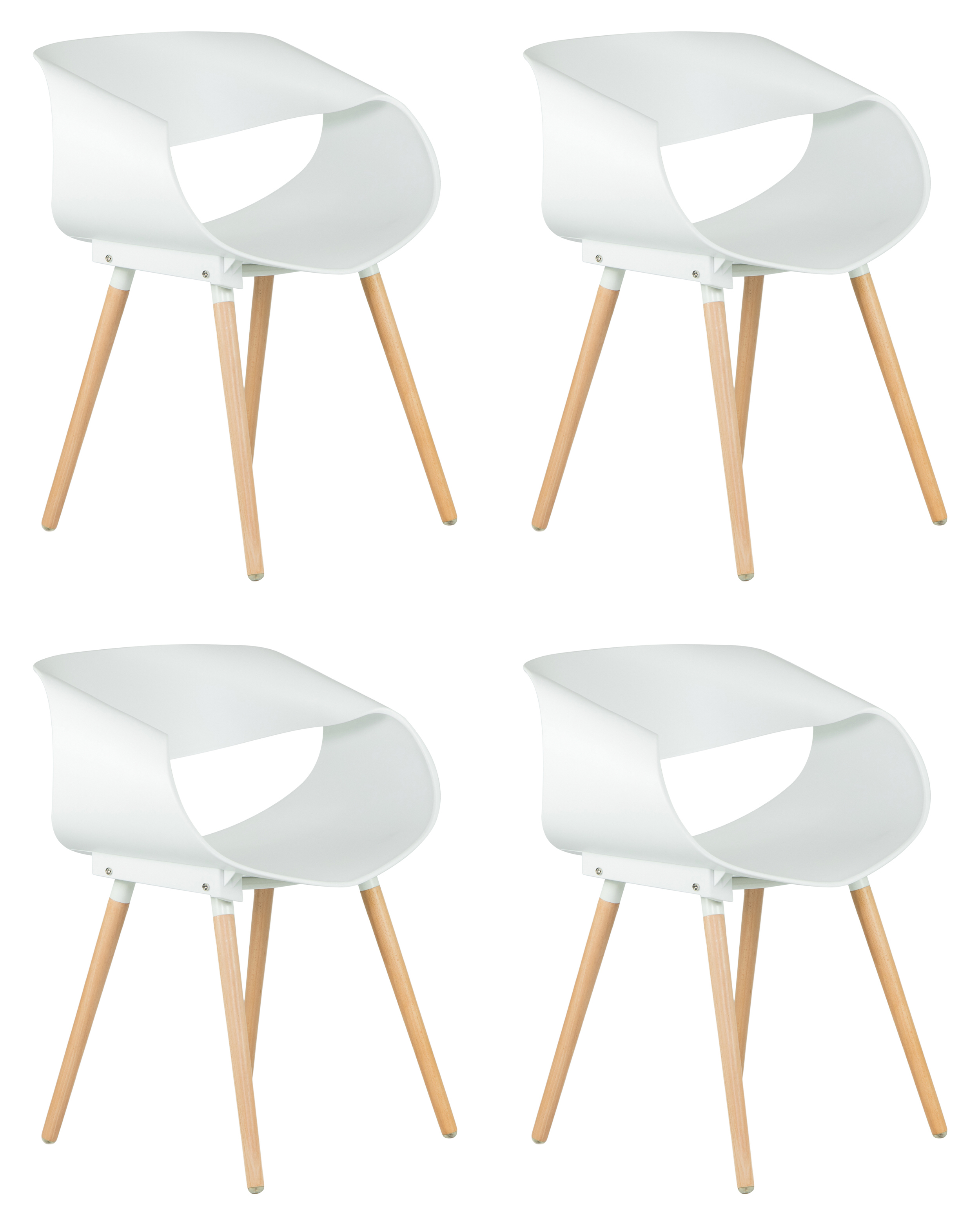 Изображение товара Комплект из 4 кухонных стульев Dobrin Alien lmzl-pp682 белый с деревянными ножками