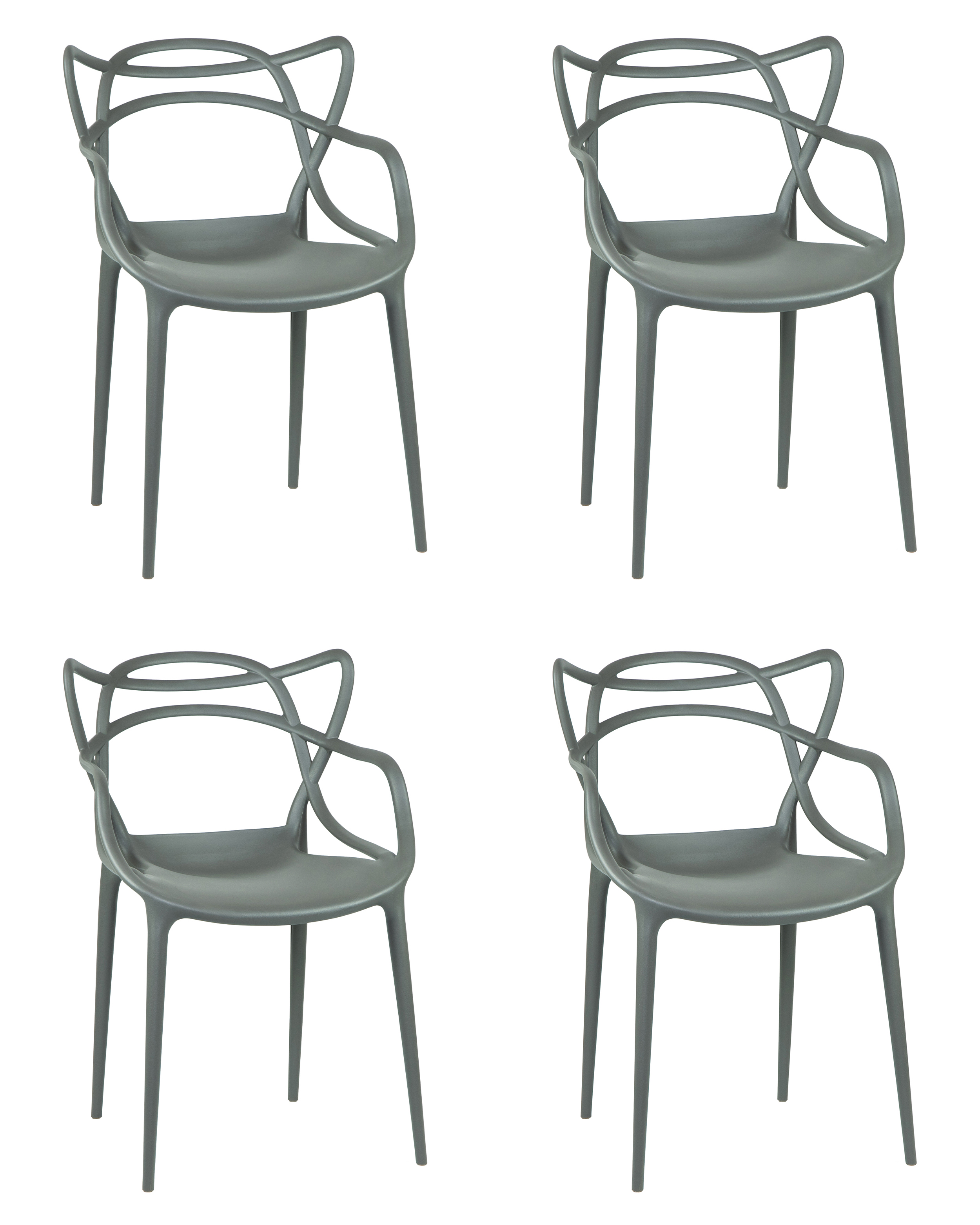 Изображение товара Комплект кухонных стульев 4 шт Dobrin Masters lmzl-pp601 50.5x50x56 см пластик цвет серый
