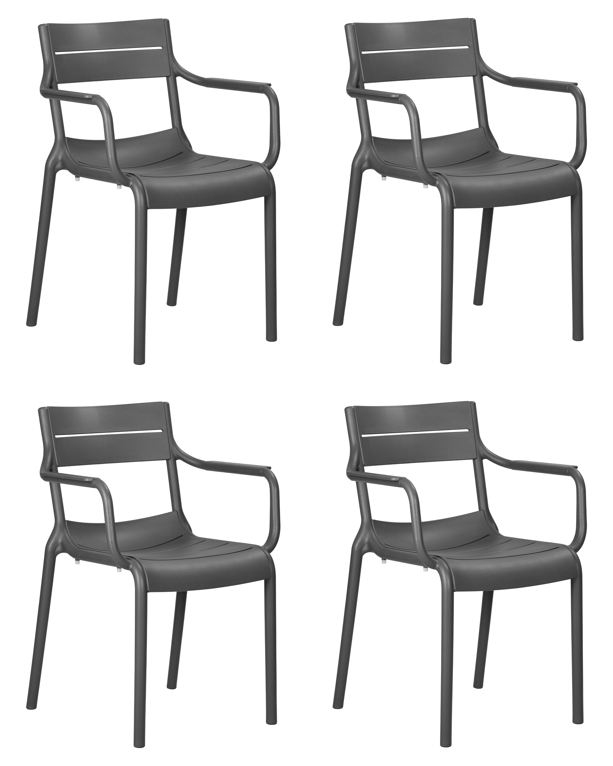 Изображение товара Кухонный стул Dobrin Tim arm 58x81.3x55.5 см набор 4 шт серый пластик современный дизайн