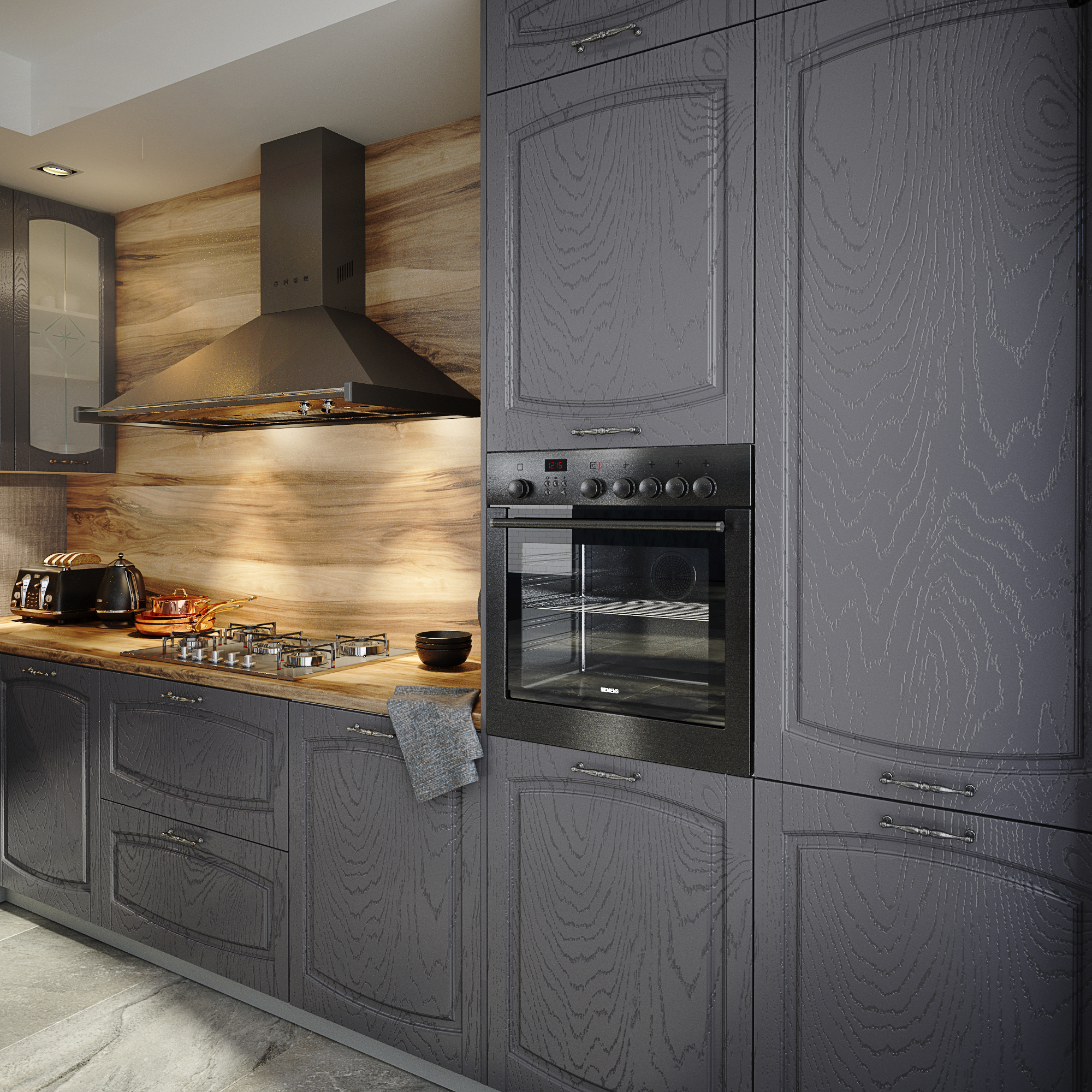 Изображение товара Фасад кухонного шкафа Петергоф 29.7x76.5 см серый МДФ ПВХ Россия