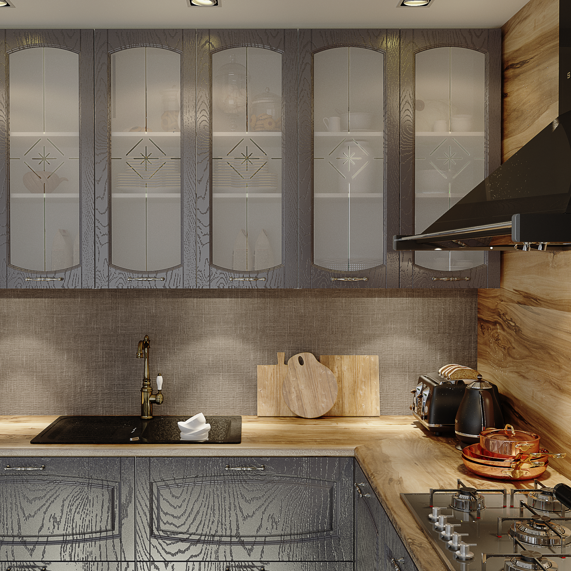 Изображение товара Фасад универсальный для кухонного шкафа Петергоф 39.7x102.1 см BENELI серый