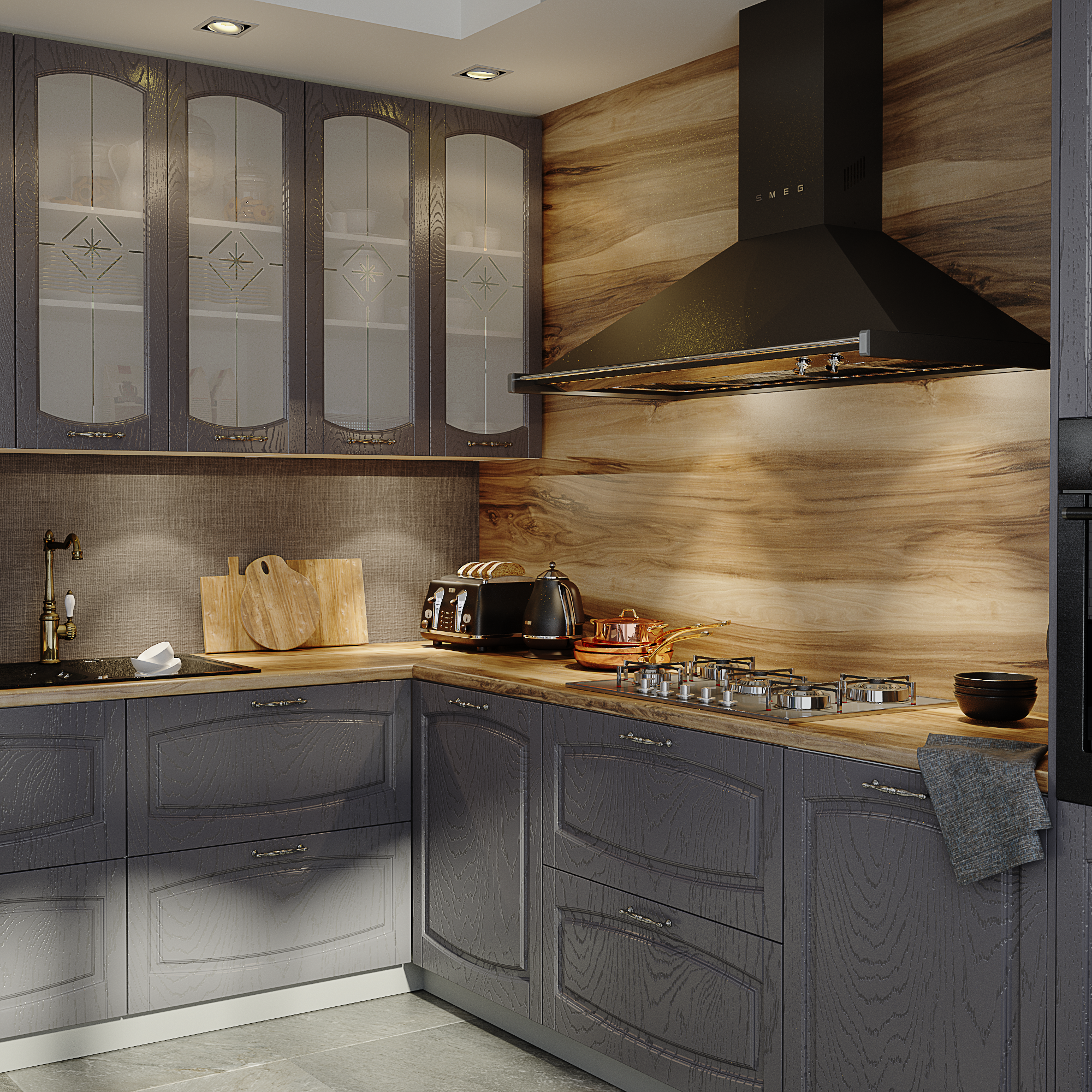 Изображение товара Фасад кухонного шкафа Петергоф серый 39.7x102.1 см BENELI