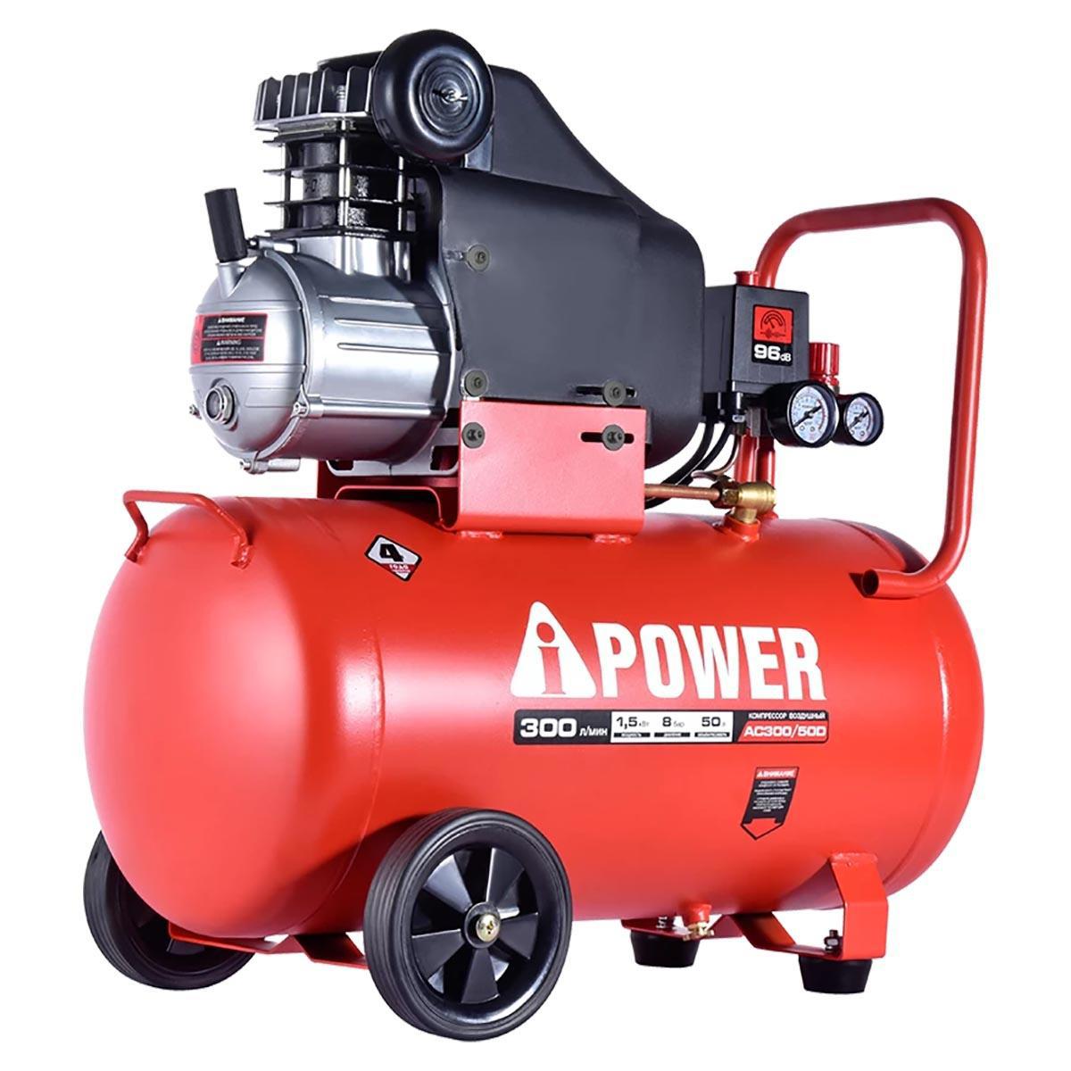 Изображение товара Компрессор сетевой A-iPower AC300/24D 24л 300л/мин масляный с колесами
