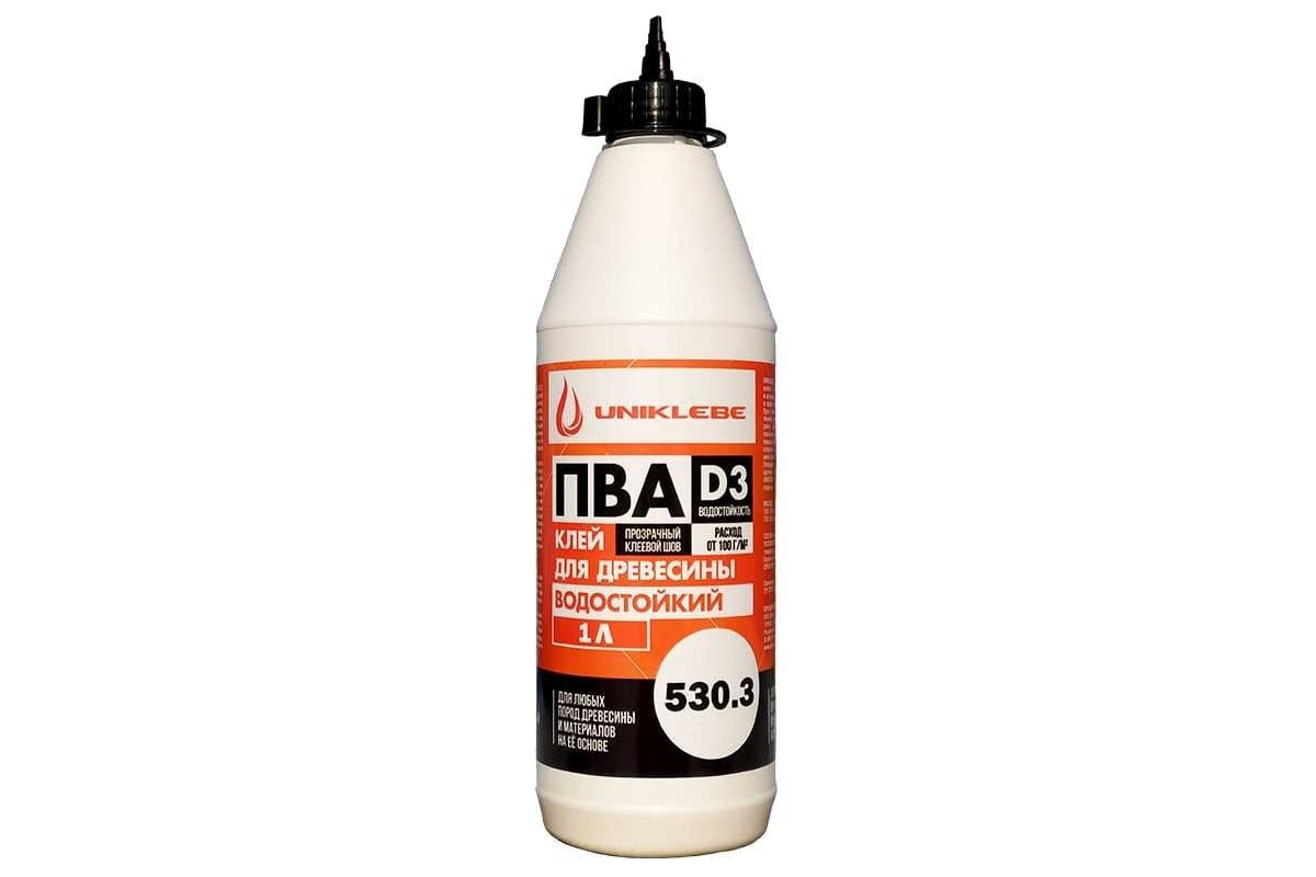 Изображение товара Клей монтажный Uniklebe 530.3 ПВА D3 5303001 профессиональный водостойкий 1 л