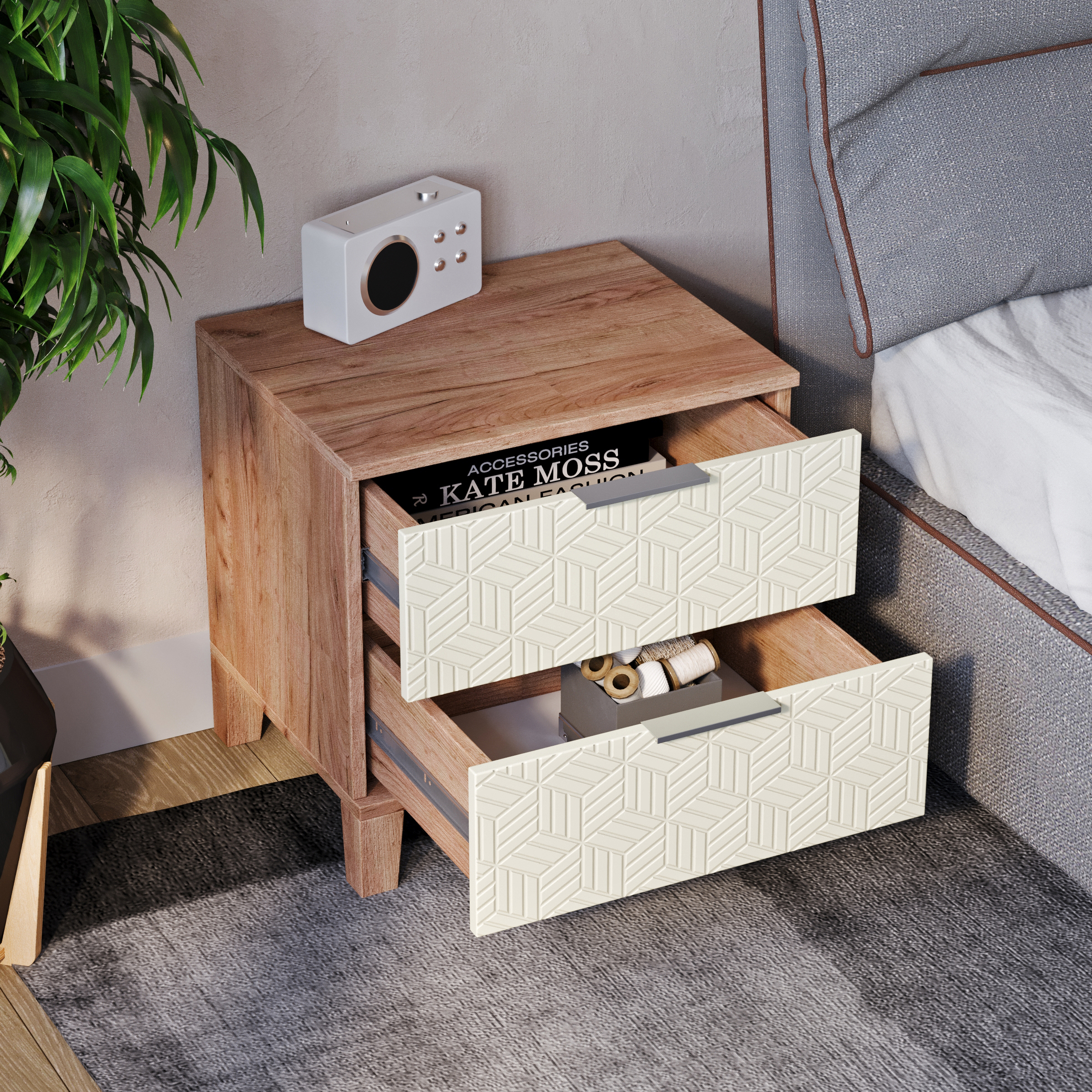 Изображение товара Тумба прикроватная Диван не мебель Марвин 50x50x40 — 2 ящика, ЛДСП