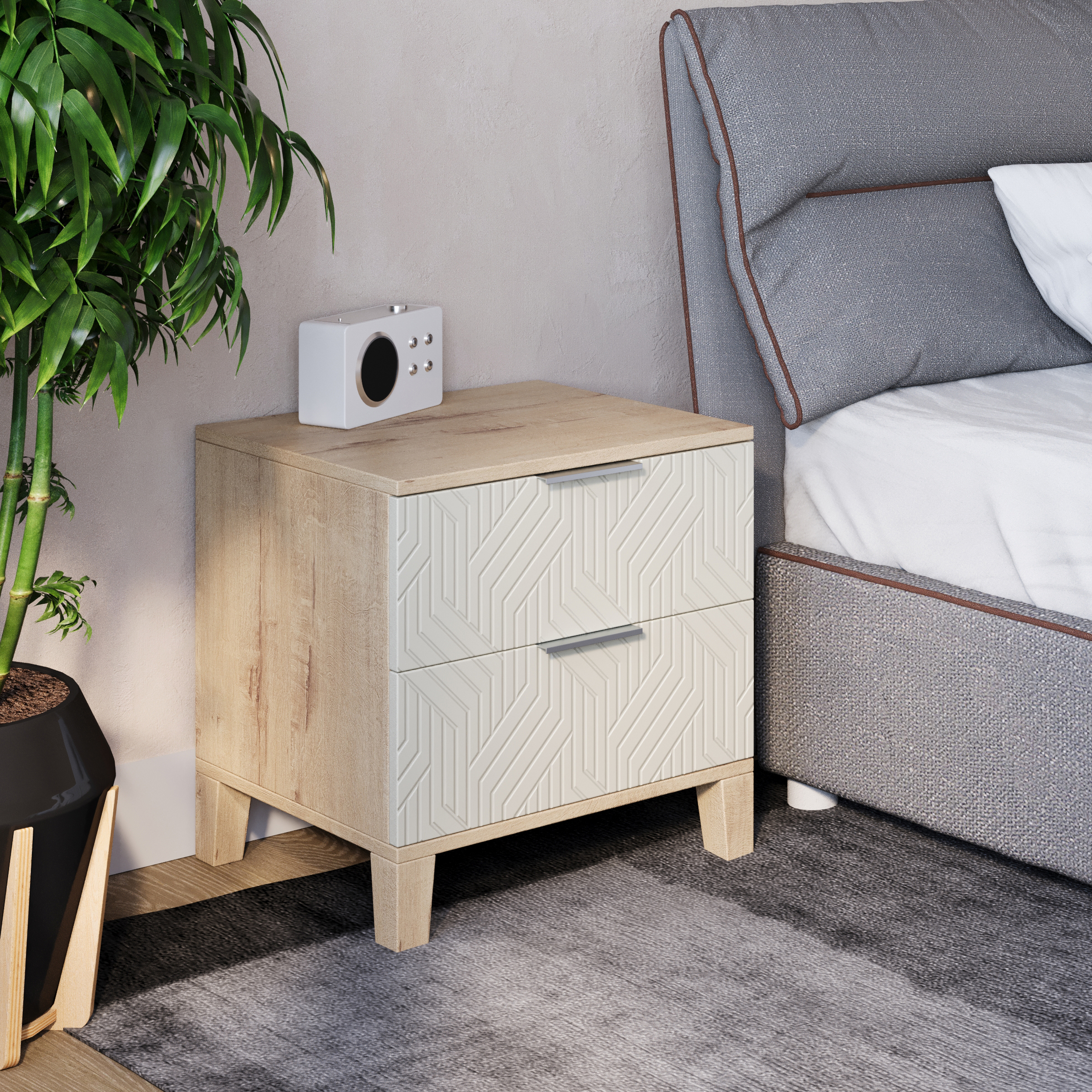 Изображение товара Тумба прикроватная Диван не мебель Марвин 50x50x40 см 2 ящика ЛДСП цвет сантьяго