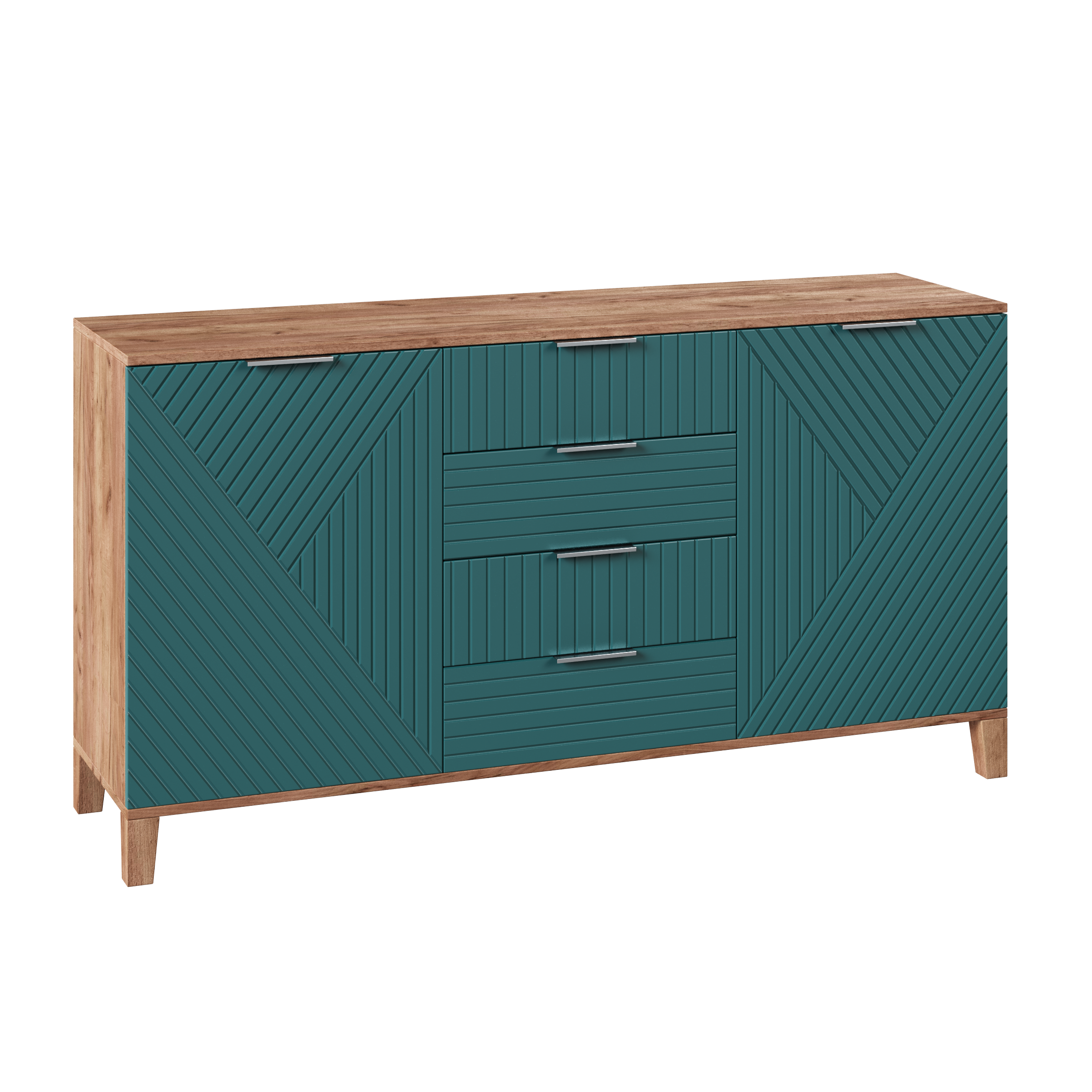 Изображение товара Комод Диван не мебель Марвин 25 4 ящика 140x40x80 см ЛДСП цвет зеленый