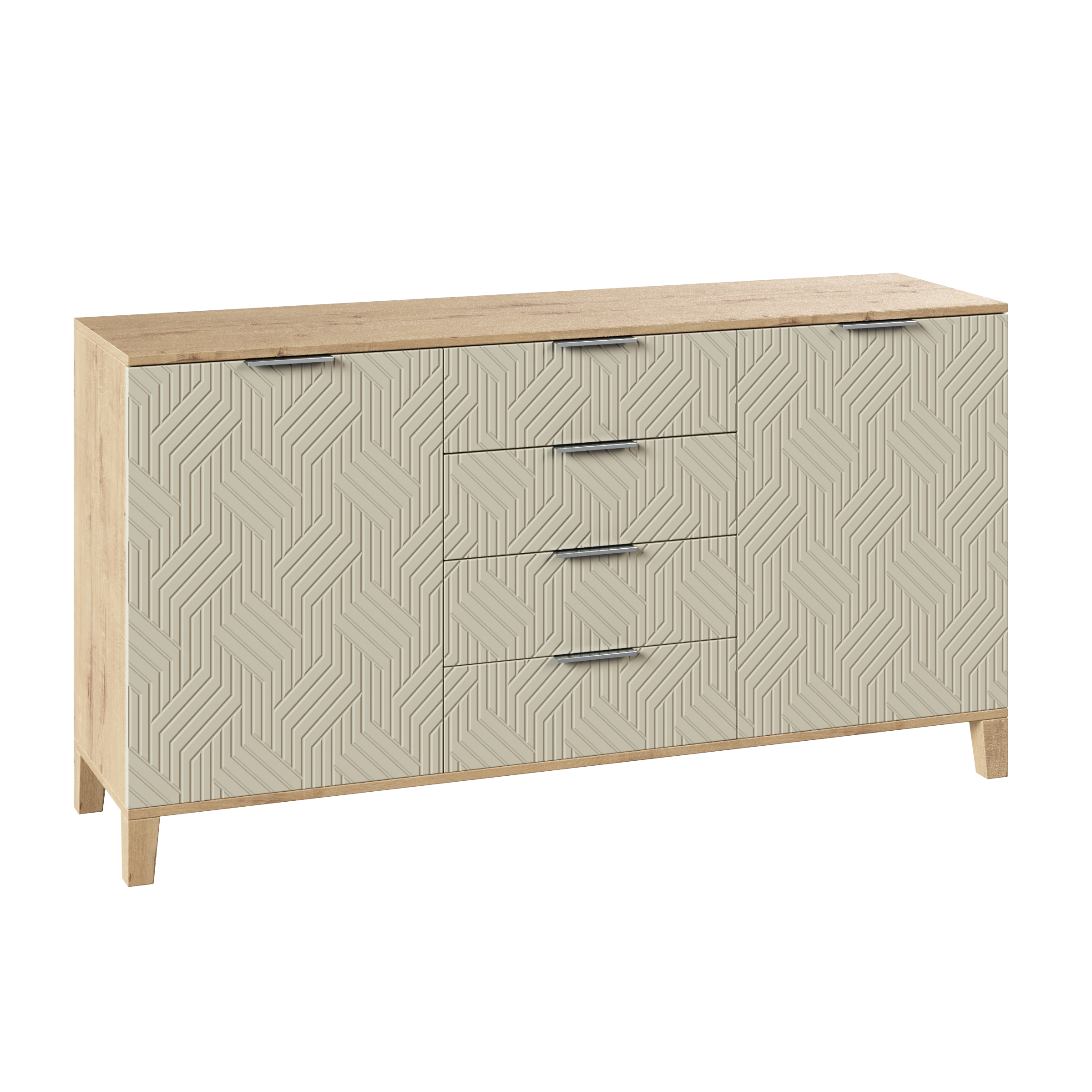 Изображение товара Комод Диван не мебель Марвин 25 4 ящика 140x40x80 см ЛДСП цвет светло-бежевый
