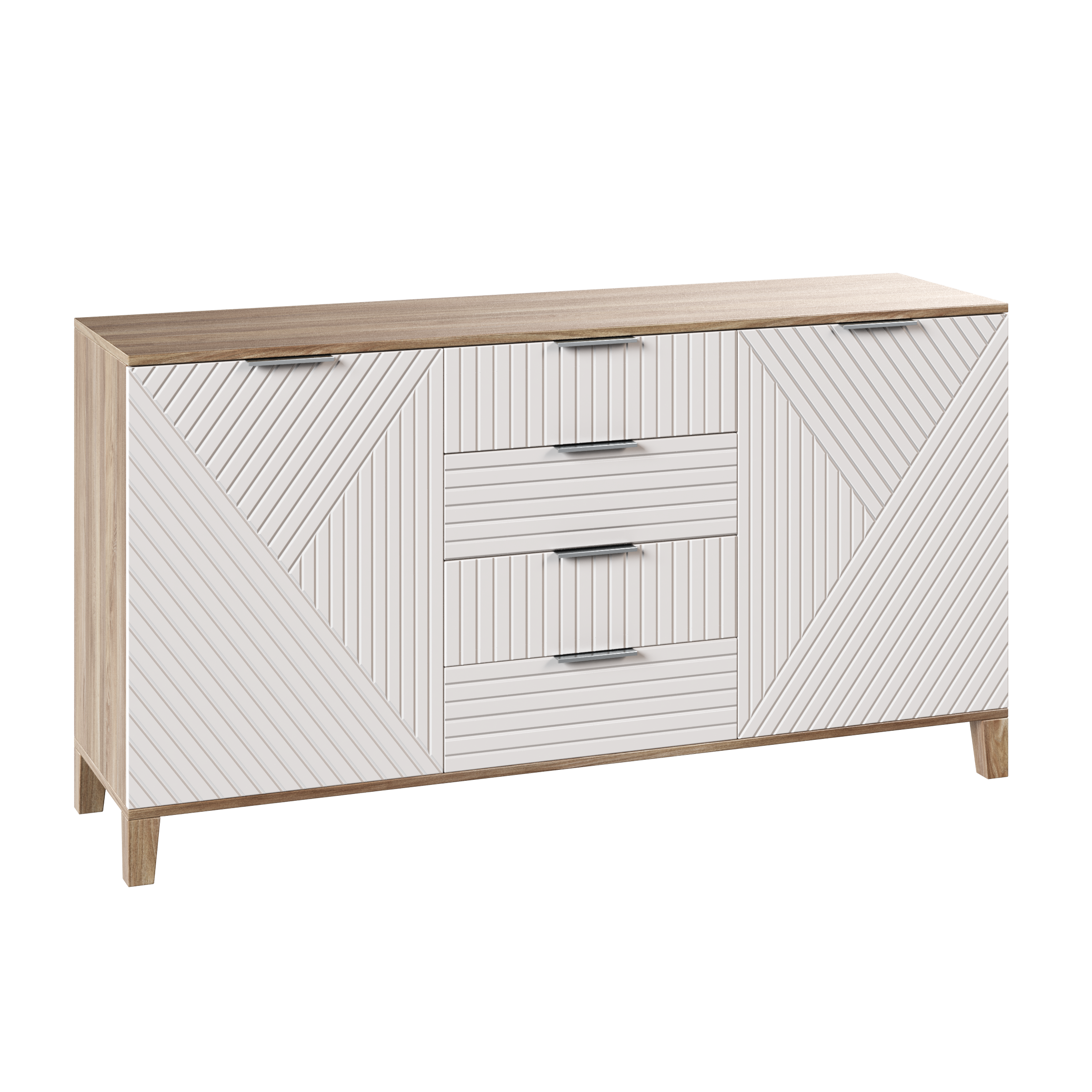 Изображение товара Комод Диван не мебель Марвин 25 4 ящика 140x40x80 см ЛДСП цвет белый/бежевый Изображение товара Комод Диван не мебель Марвин 25 4 ящика 140x40x80 см ЛДСП цвет белый/бежевый
