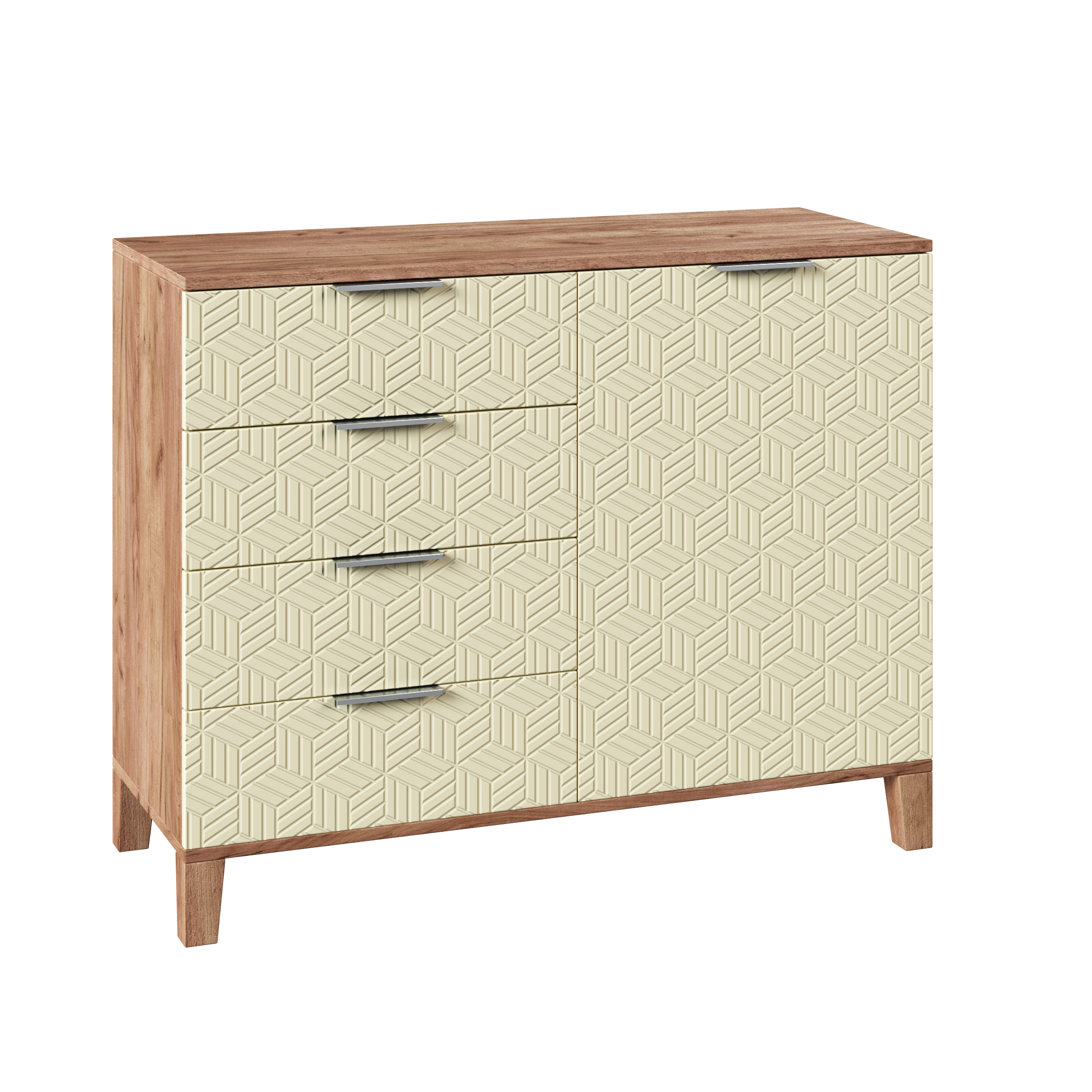 Изображение товара Комод Диван не мебель Марвин 26 4 ящика 90x40x80 см ЛДСП цвет слоновая кость