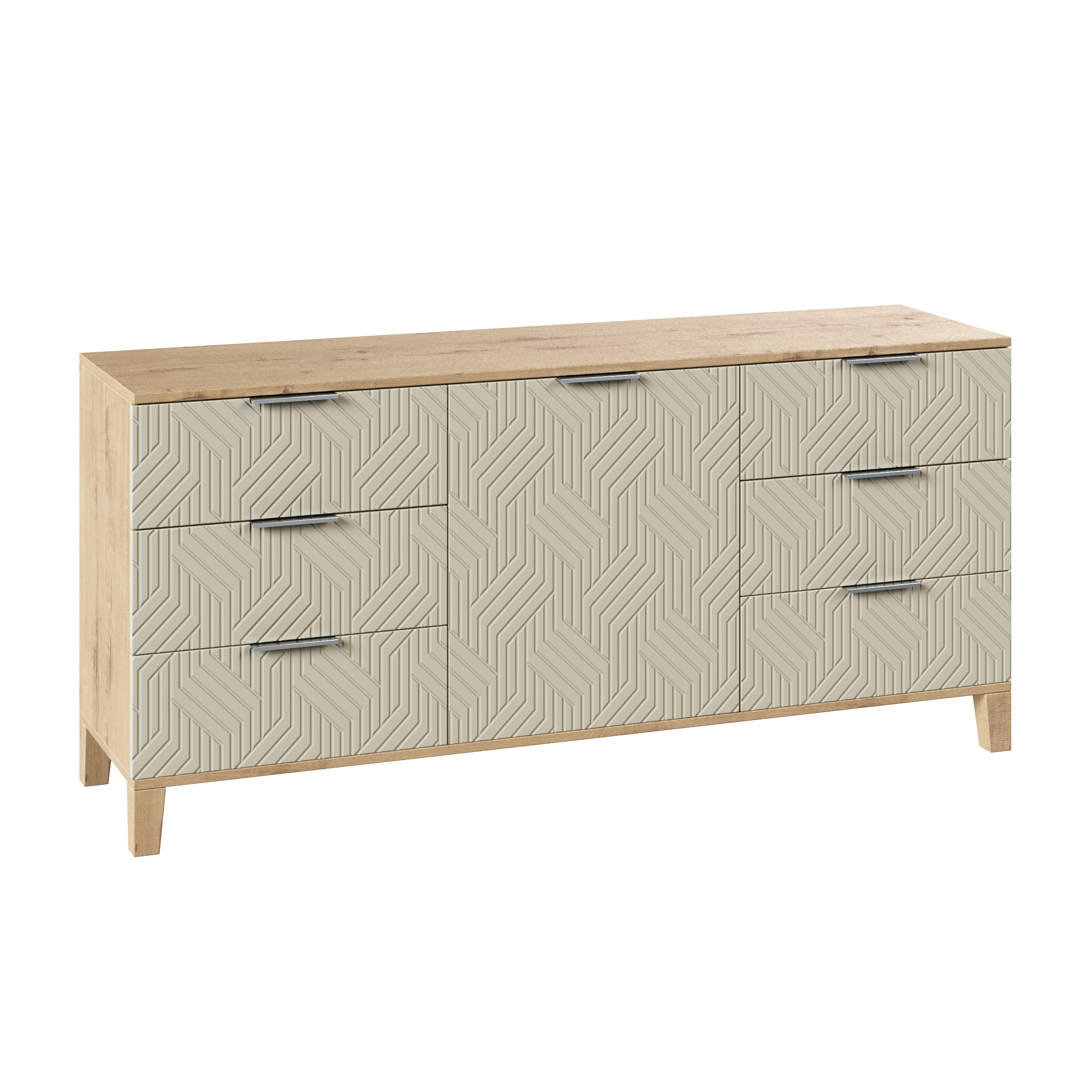 Изображение товара Комод Диван не мебель Марвин 33 6 ящиков 150х40х70 см ЛДСП цвет светло-бежевый