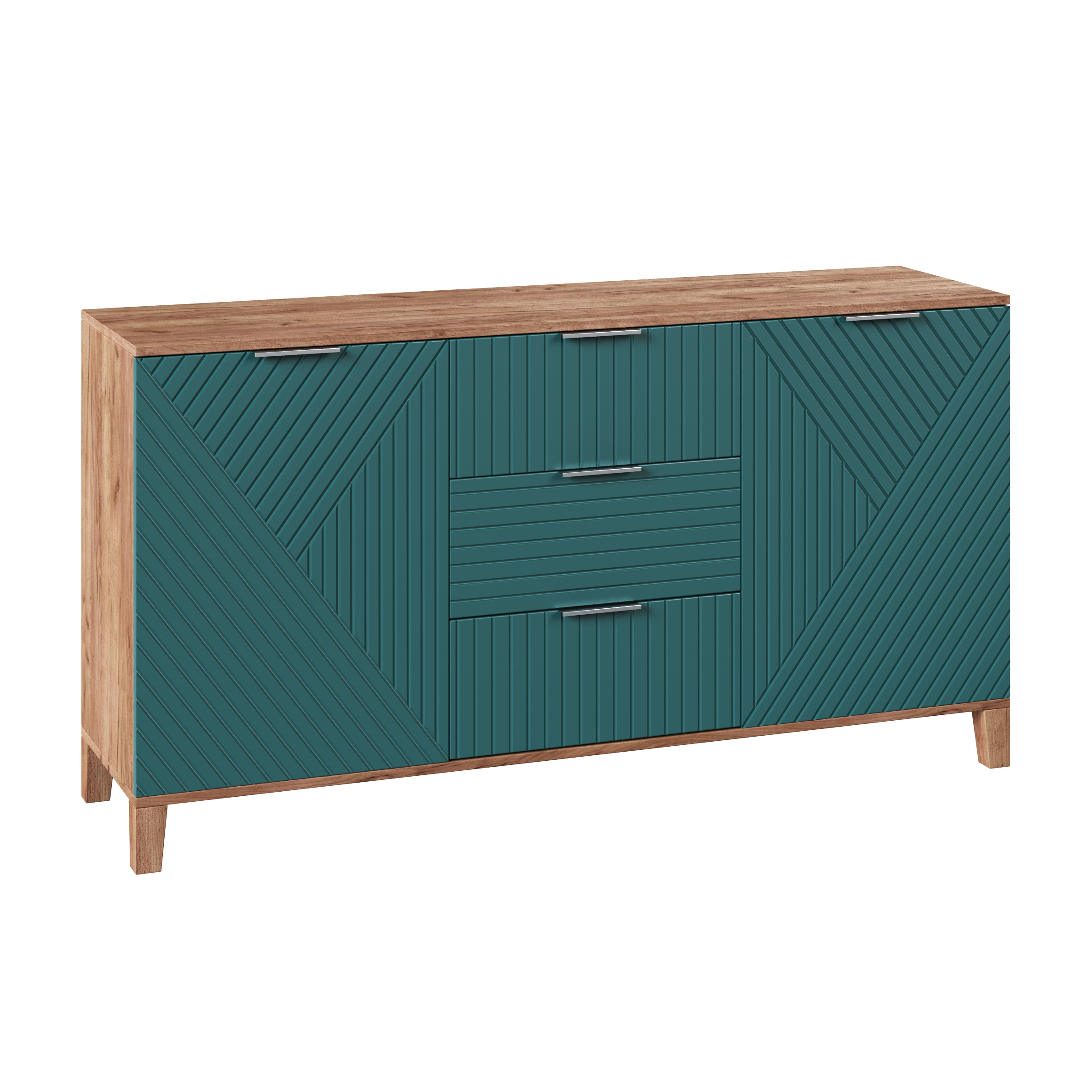Изображение товара Комод Диван не мебель Марвин 4 3 ящика 140x40x80 см ЛДСП цвет зеленый