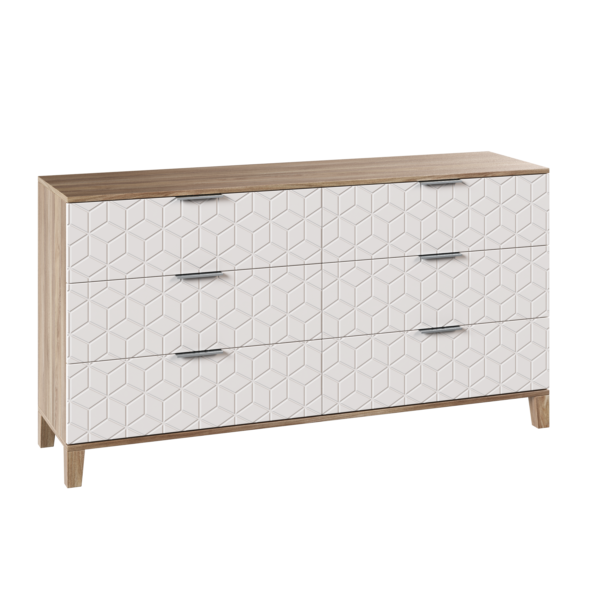 Изображение товара Комод Диван не мебель Марвин 7 4 ящика 140x40x80 см ЛДСП цвет белый/бежевый