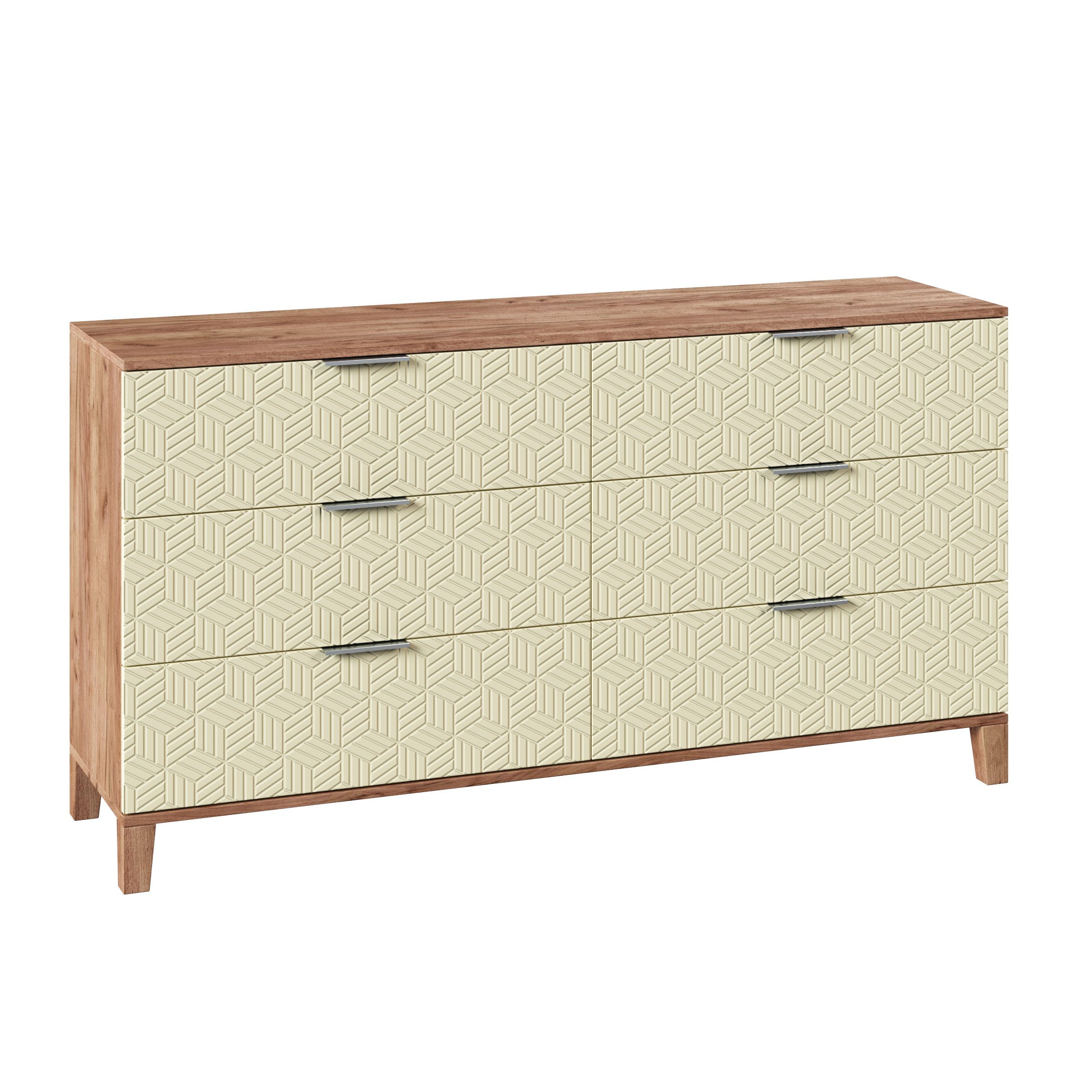 Изображение товара Комод Диван не мебель Марвин 7 4 ящика 140х40х80 см ЛДСП цвет слоновая кость