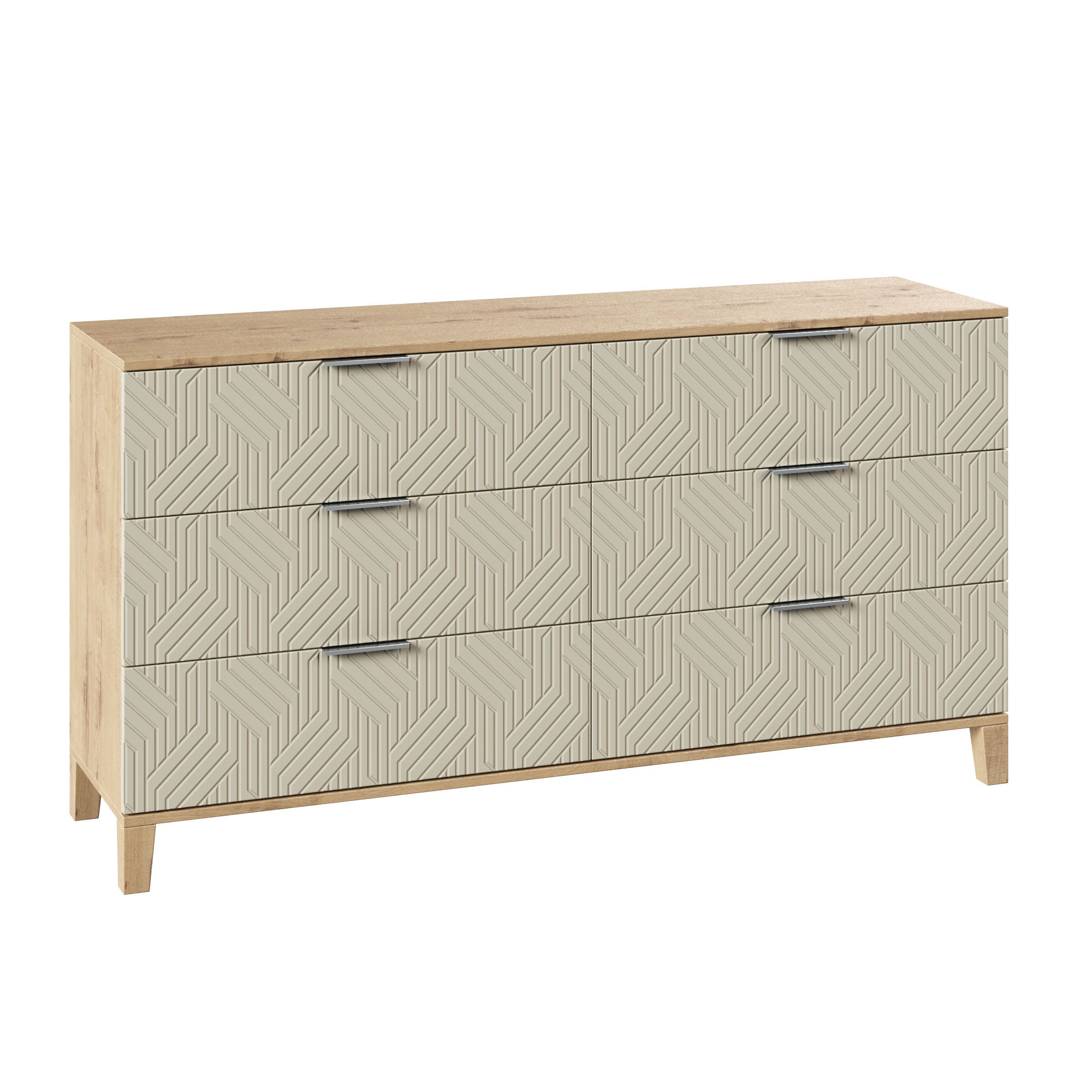 Изображение товара Комод Диван не мебель Марвин 7 4 ящика 140x40x80 см ЛДСП цвет светло-бежевый